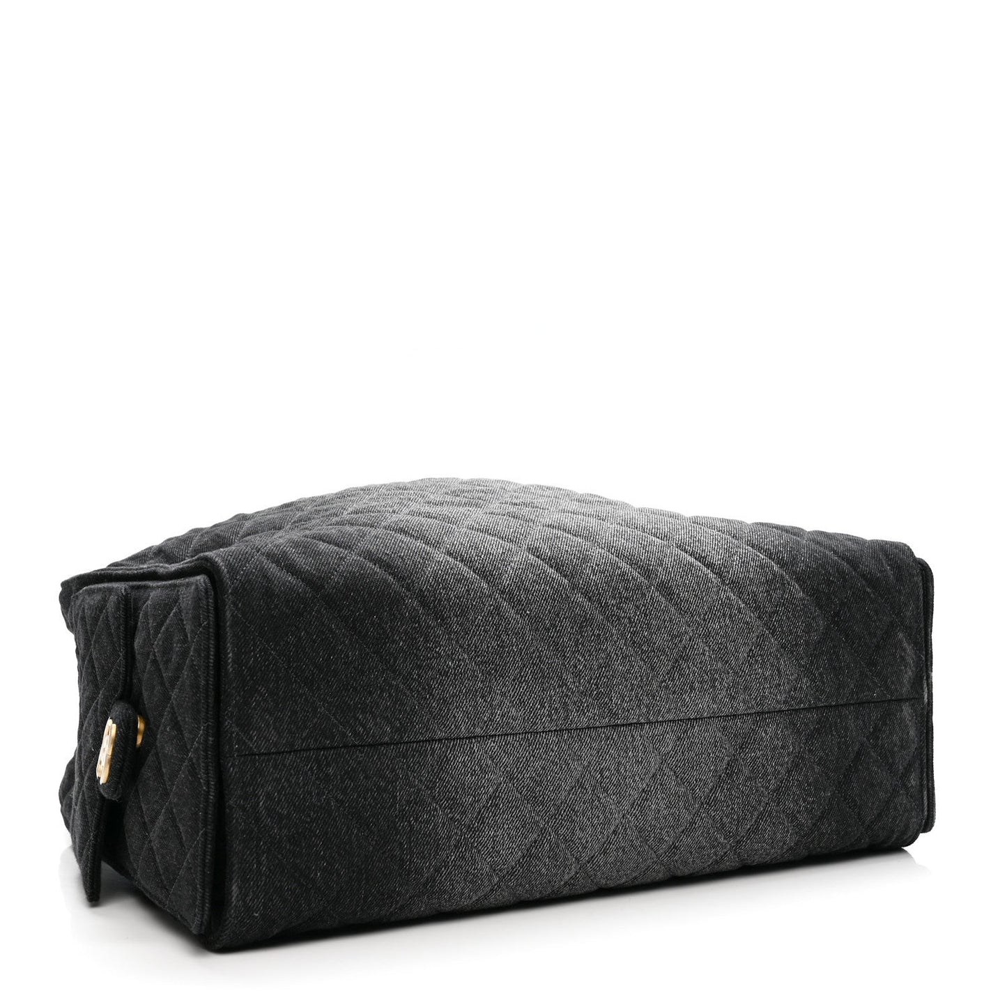 Washed Denim Quilted Large Chanel 25 Handbag Black