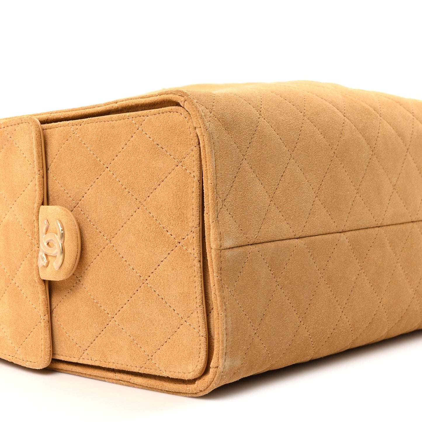 Suede Quilted Medium Chanel 25 Handbag Beige