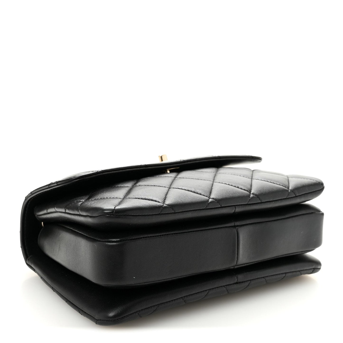 Lambskin Quilted Small Trendy CC Dual Handle Flap Bag Black