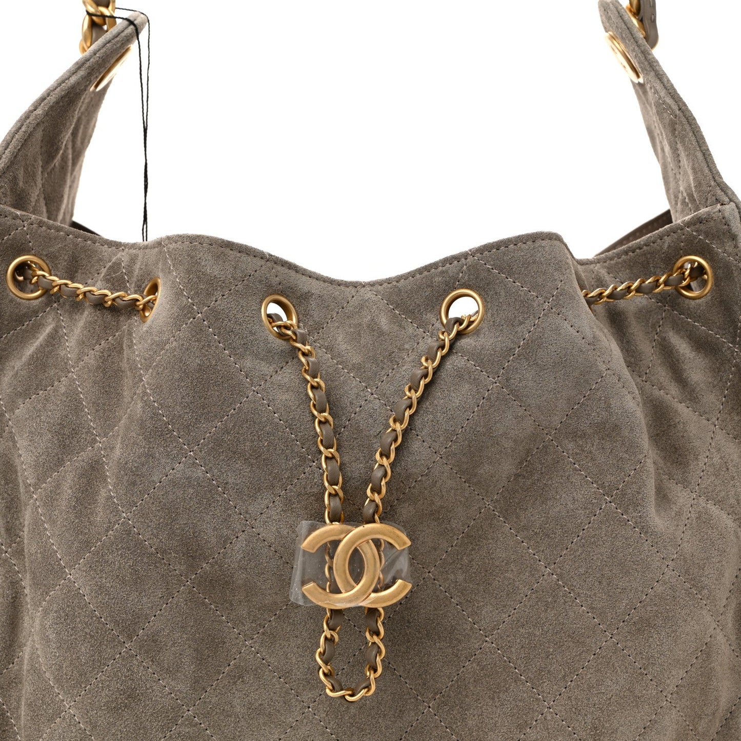 Suede Quilted Medium Chanel 25 Handbag Grey