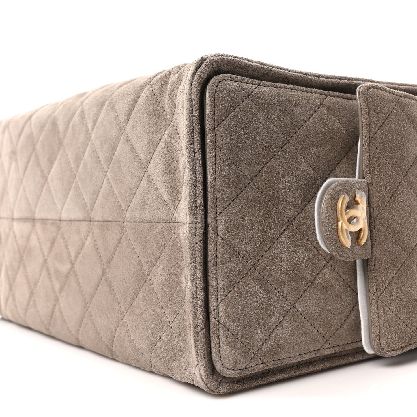 Suede Quilted Medium Chanel 25 Handbag Dark Grey