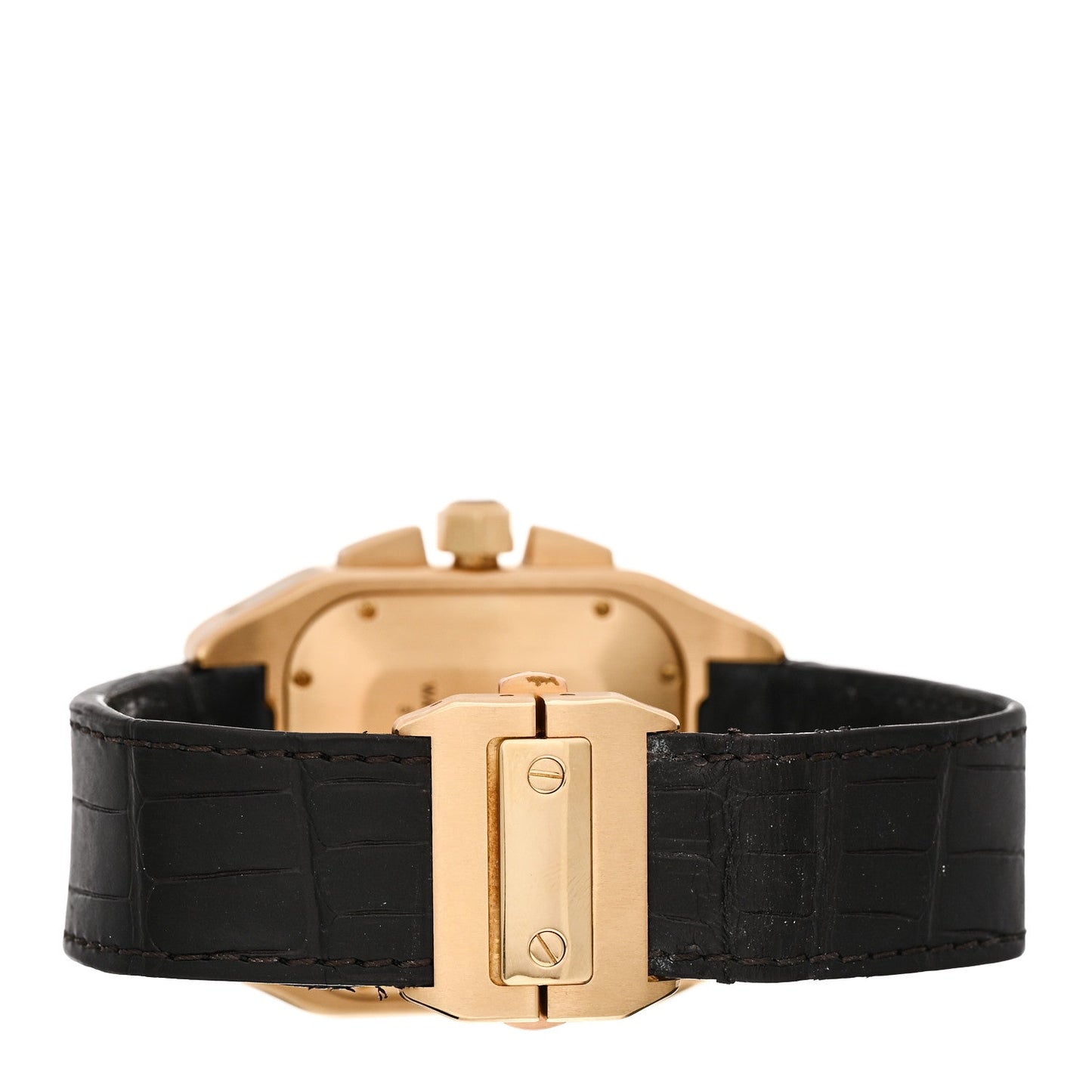 18K Yellow Gold Alligator 41.5mm Santos 100 Chronograph Automatic Watch