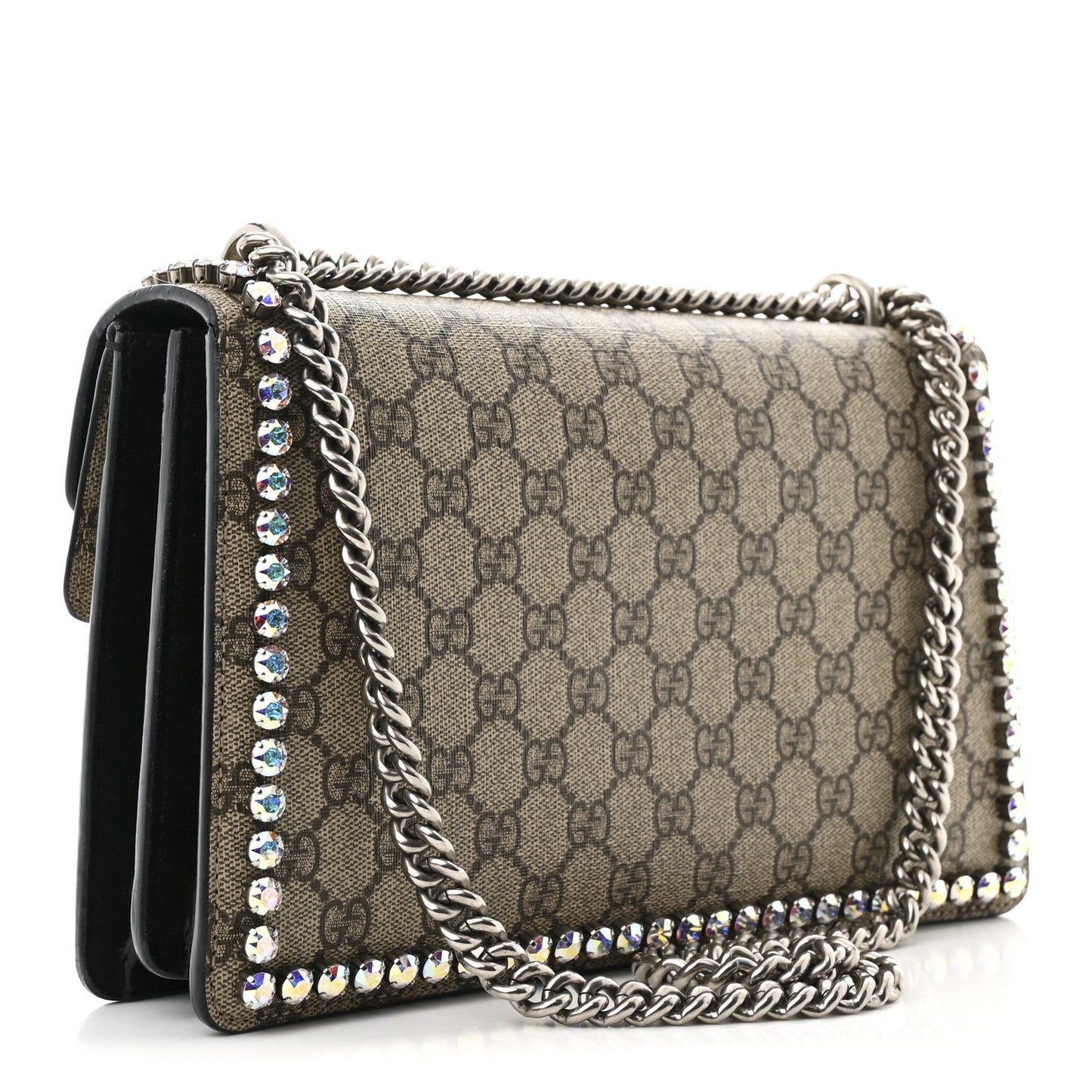 GG Supreme Monogram Crystal Small Dionysus Shoulder Bag Black