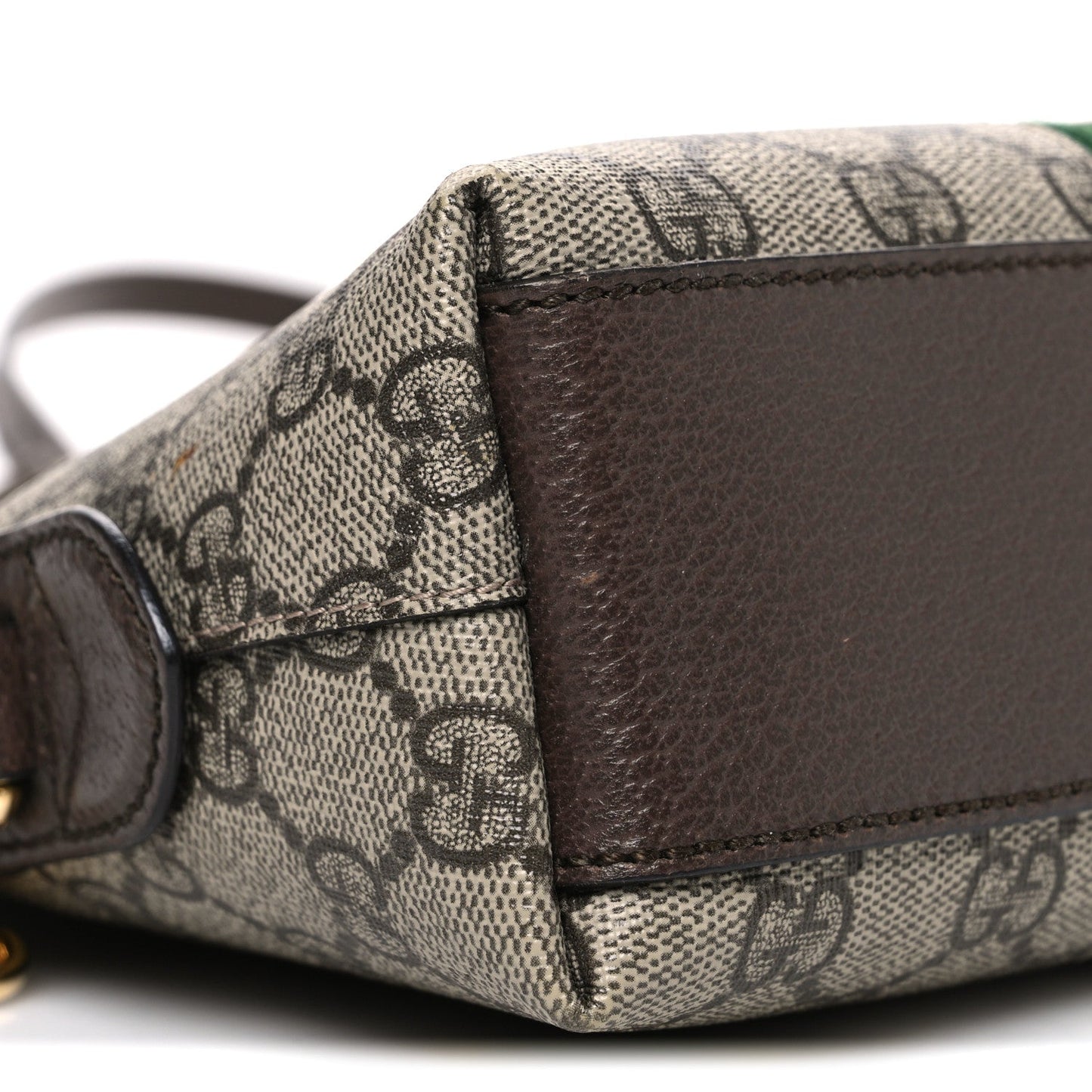 GG Supreme Monogram Textured Dollar Calfskin Web Small Ophidia Dome Shoulder Bag Beige Ebony New Acero