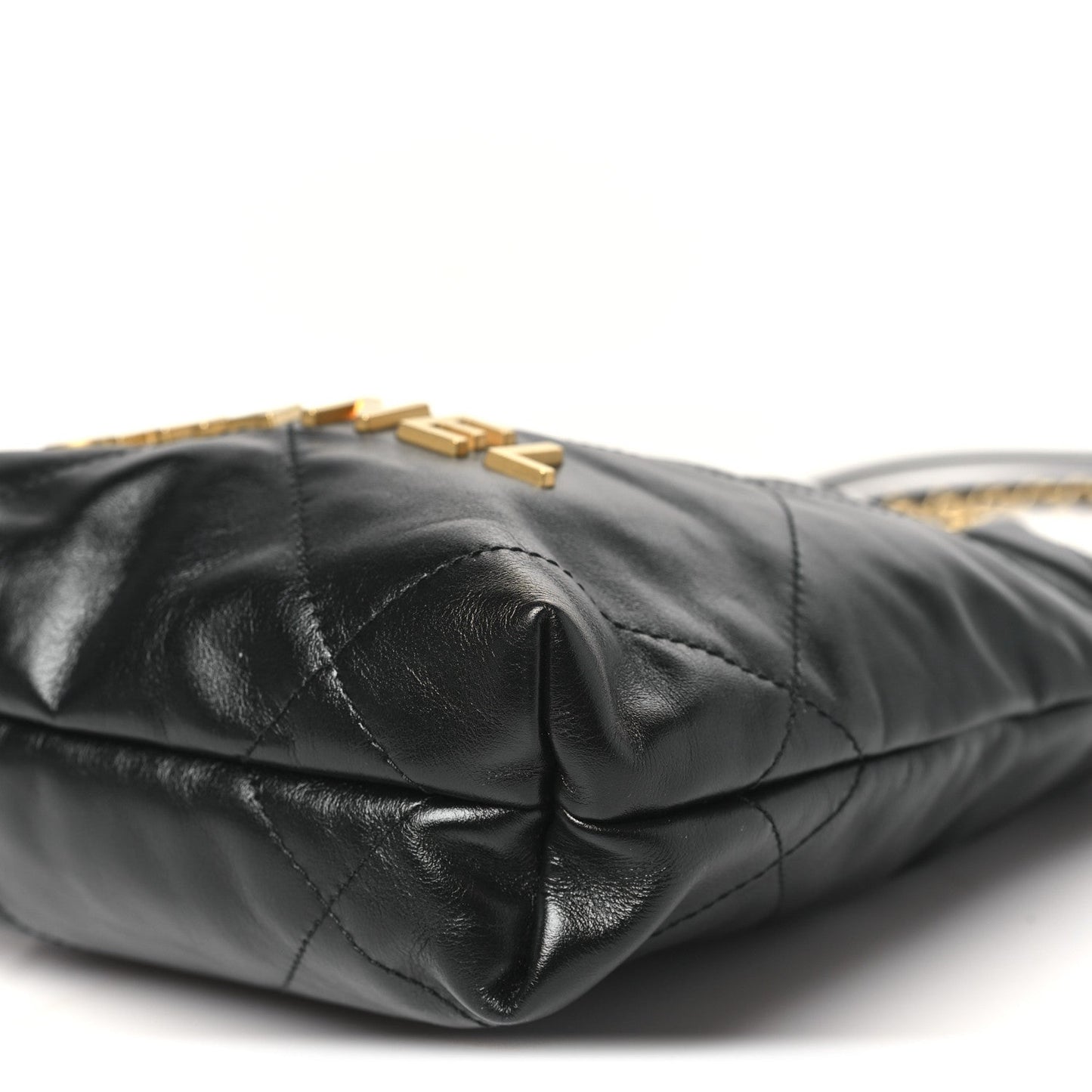 Shiny Calfskin Quilted Mini Chanel 22 Black