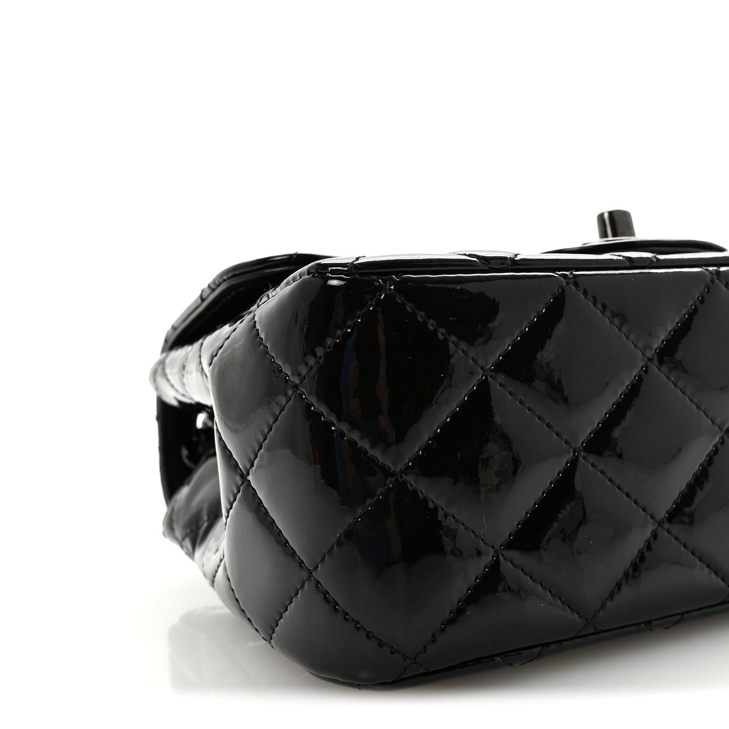 Patent Calfskin Quilted Mini Square Flap So Black