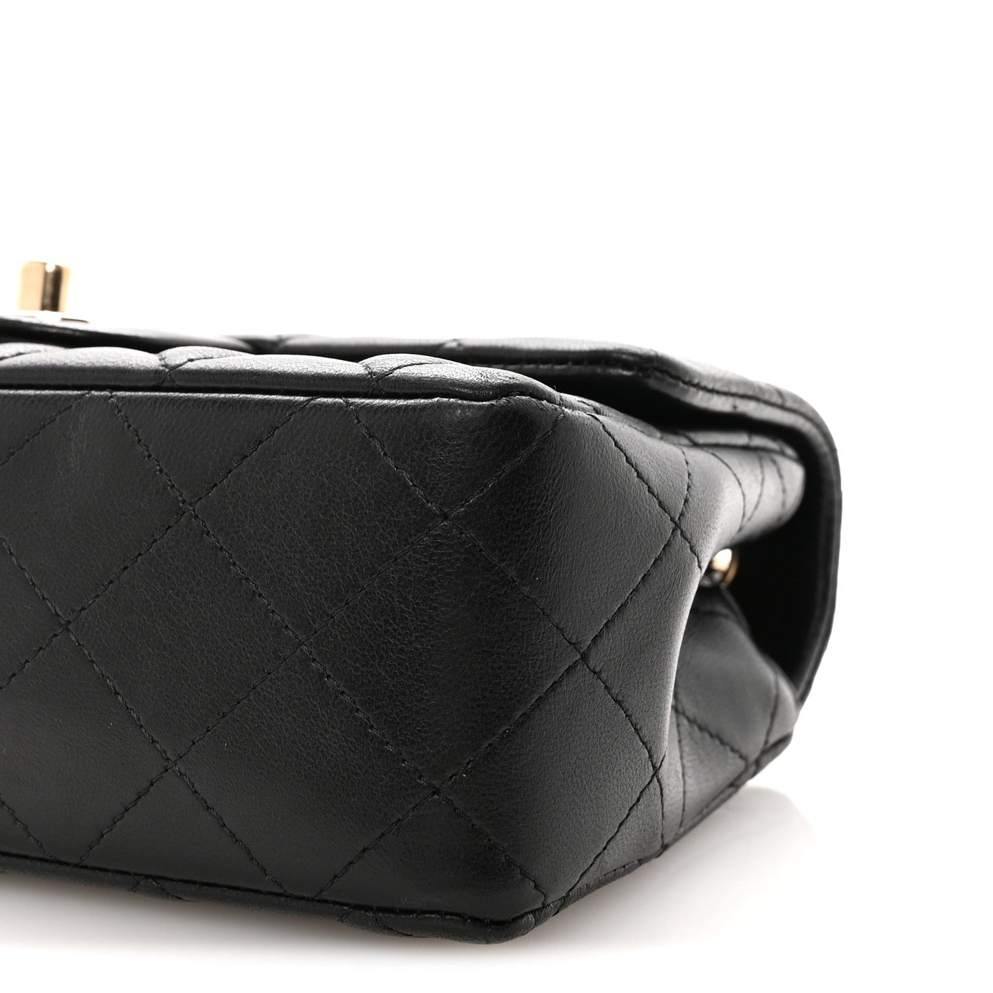 Lambskin Quilted Mini Rectangular Flap Black