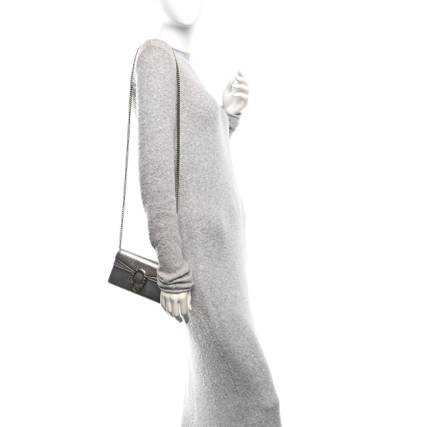 Metallic Calfskin Super Mini Dionysus Shoulder Bag Silver