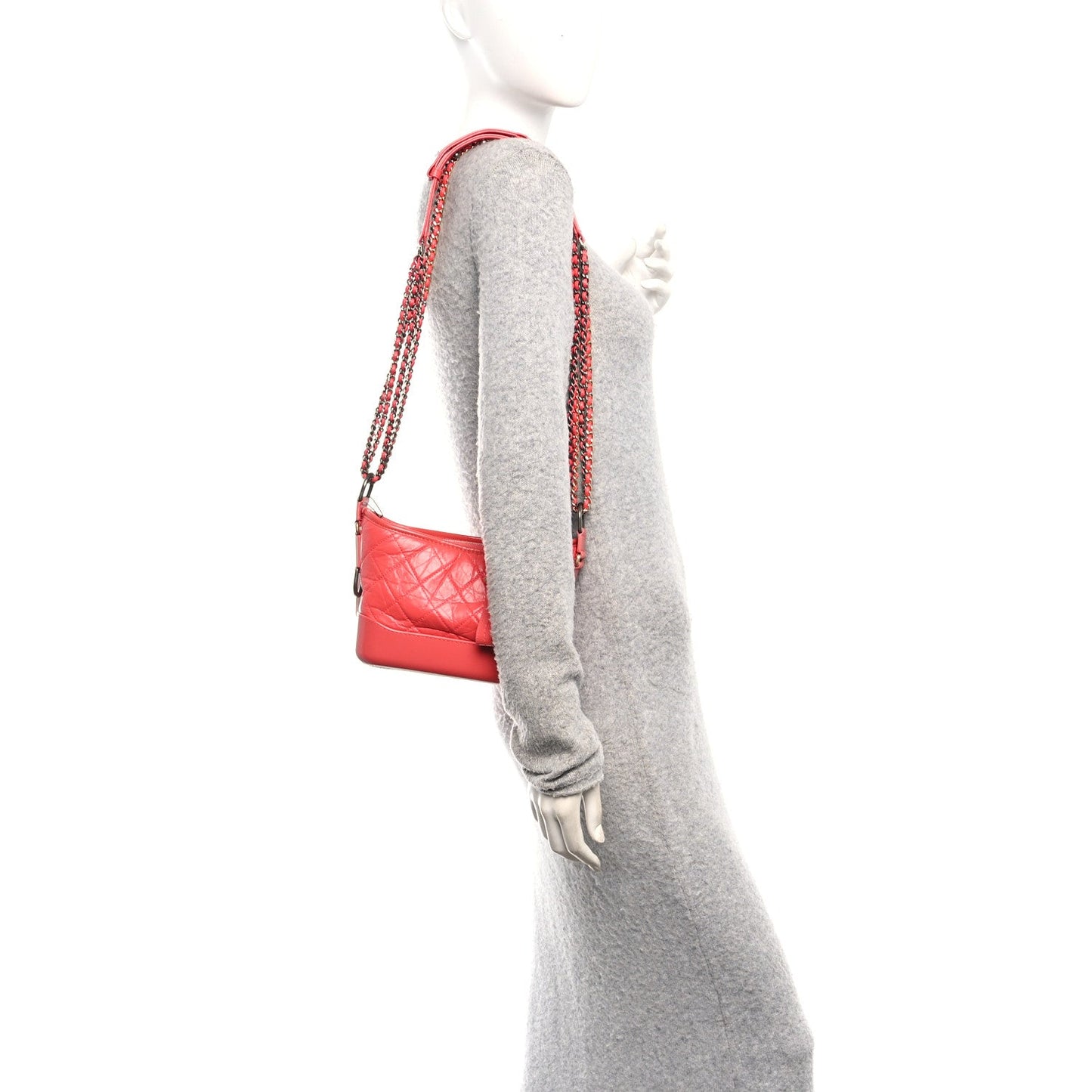 Aged Calfskin Quilted Small Gabrielle Hobo Coral