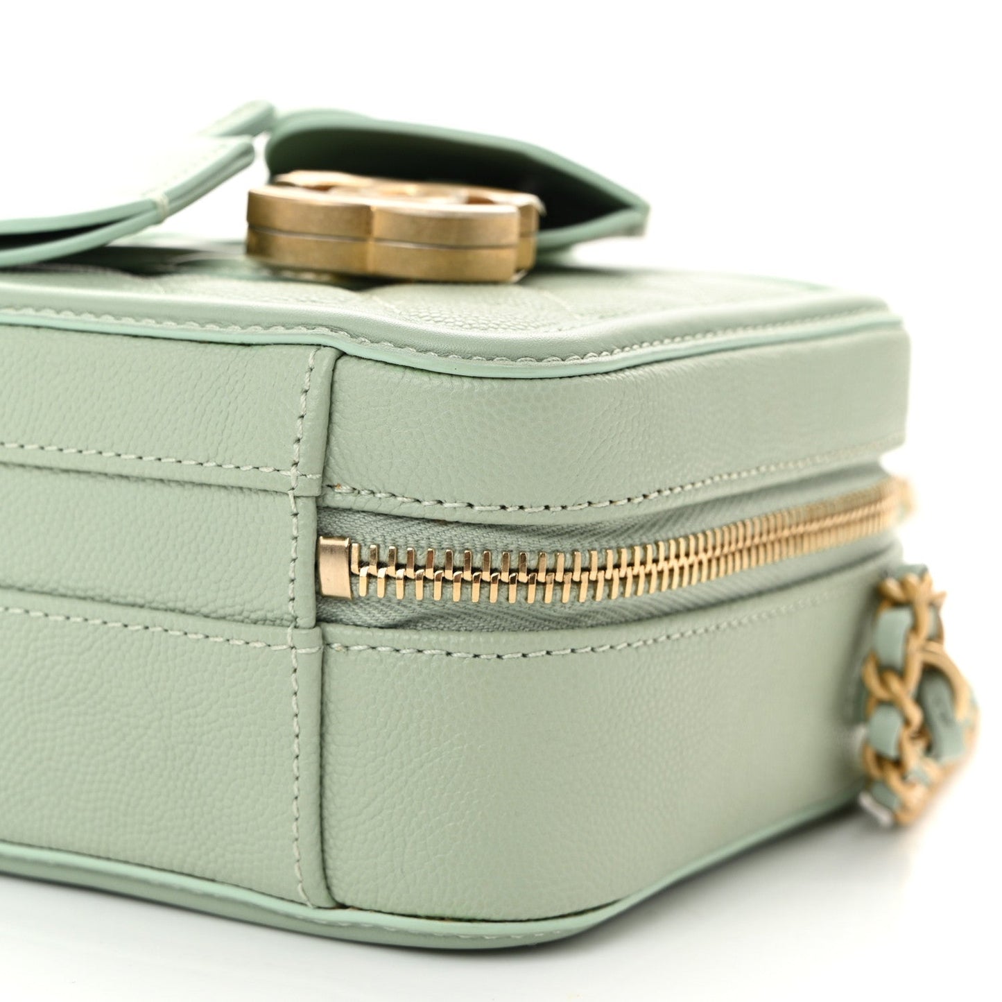 Caviar Quilted Small CC Filigree Vanity Case Mint