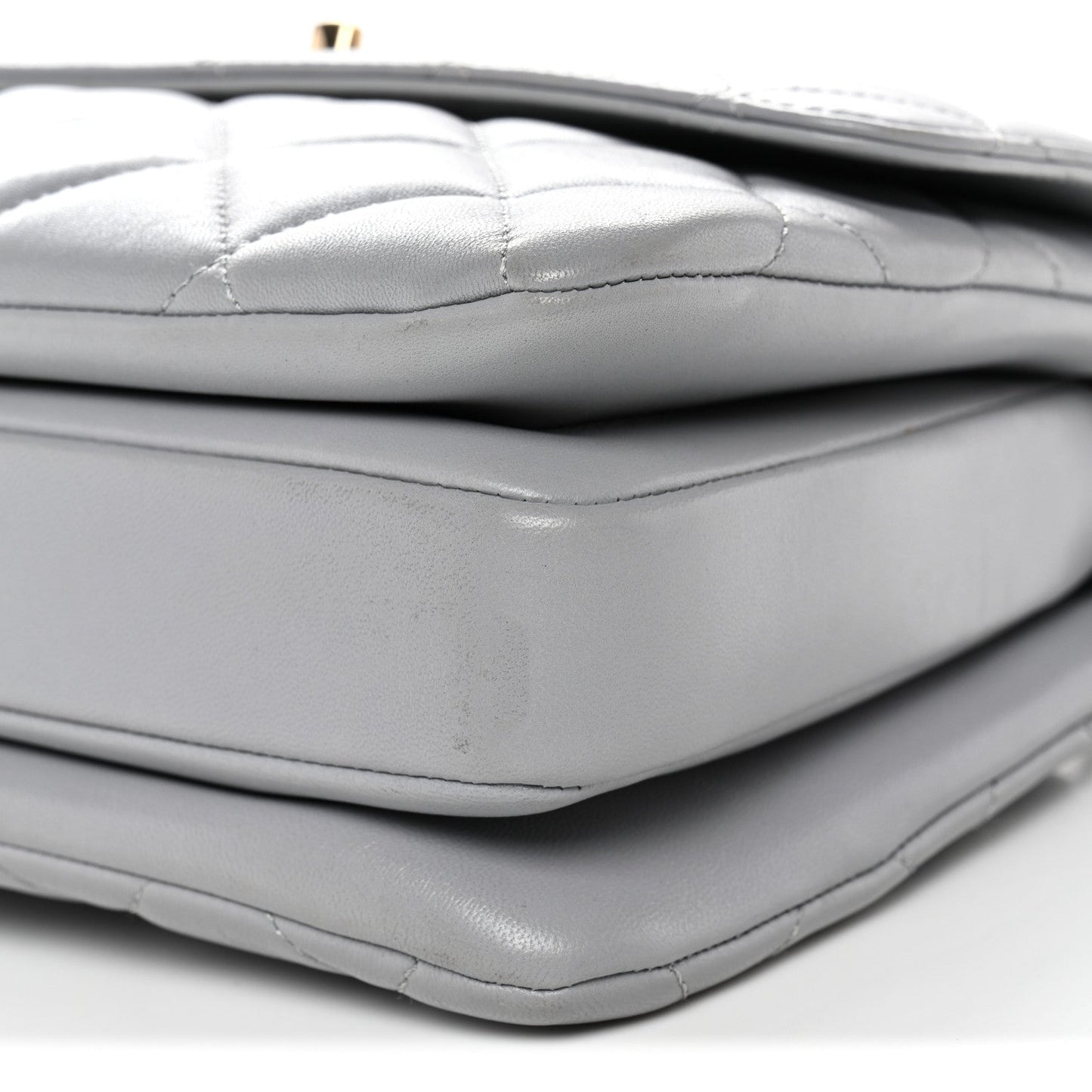 Lambskin Quilted Small Trendy CC Flap Dual Handle Bag Grey