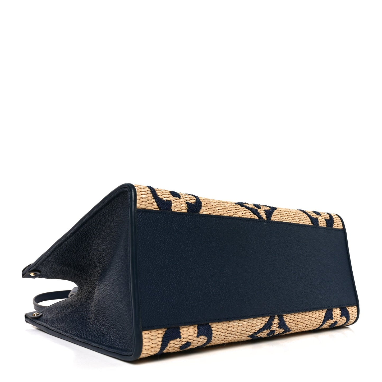 Raffia Calfskin Monogram Giant Onthego MM Blue