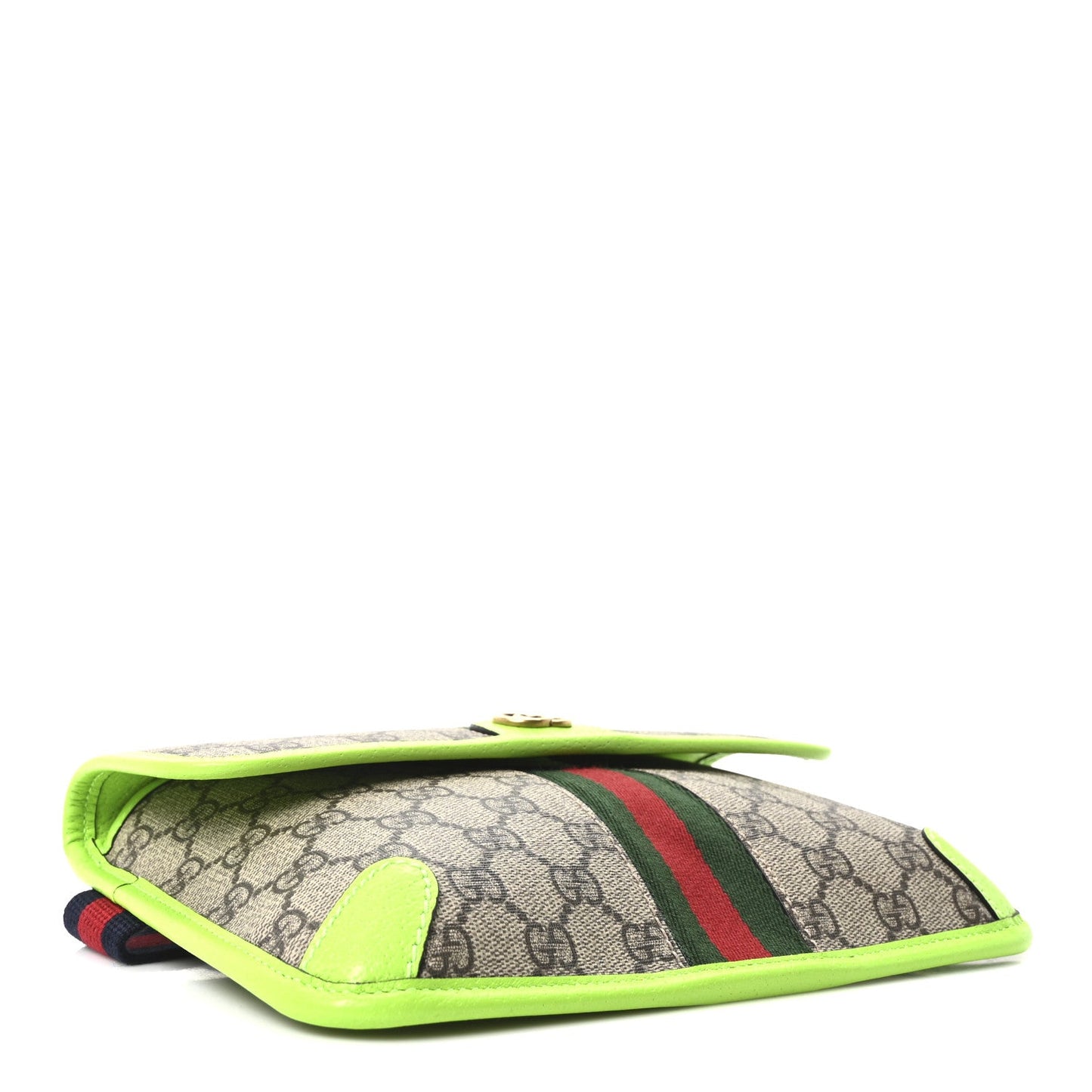 GG Supreme Monogram Web Small Ophidia Belt Bag Beige Ebony Electric Green