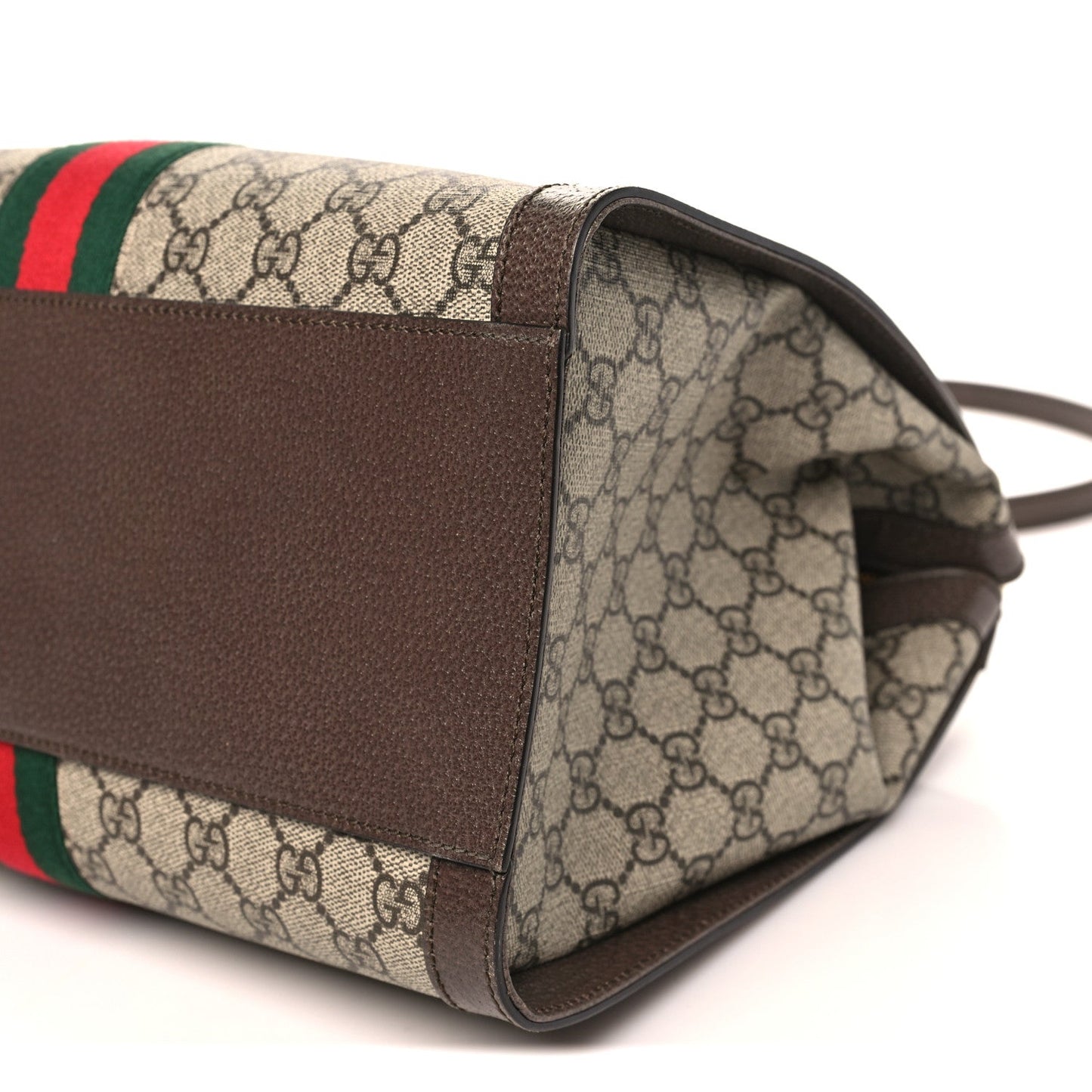 GG Supreme Monogram Web Medium Ophidia Tote Bag Brown