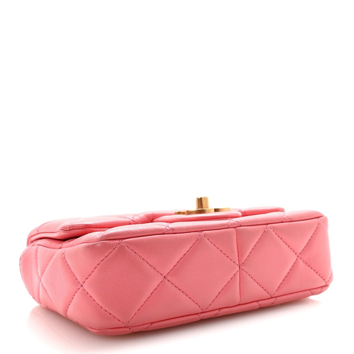 Lambskin Enamel Quilted Pending CC Mini Square Flap Pink