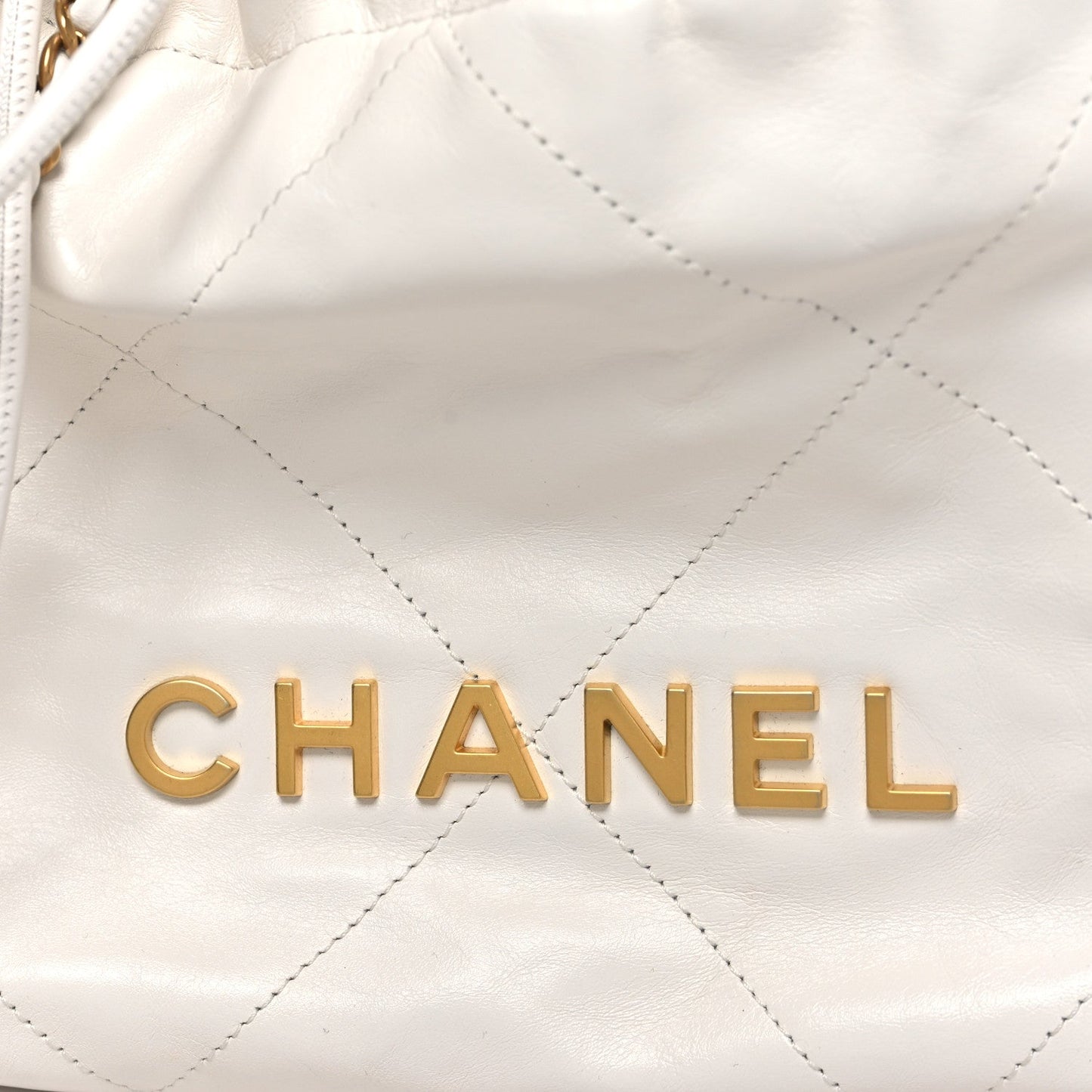 Shiny Calfskin Quilted Mini Chanel 22 White