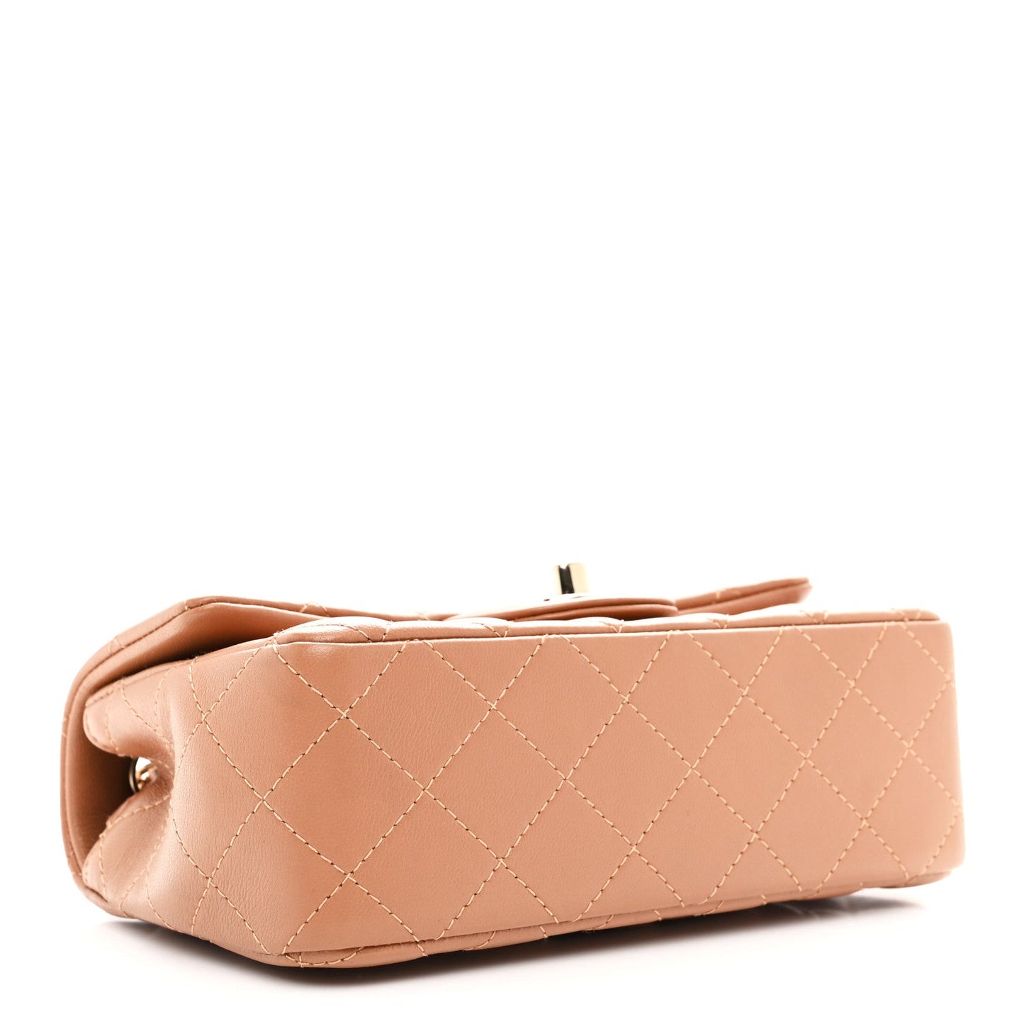 Lambskin Quilted Mini Rectangular Flap Brown