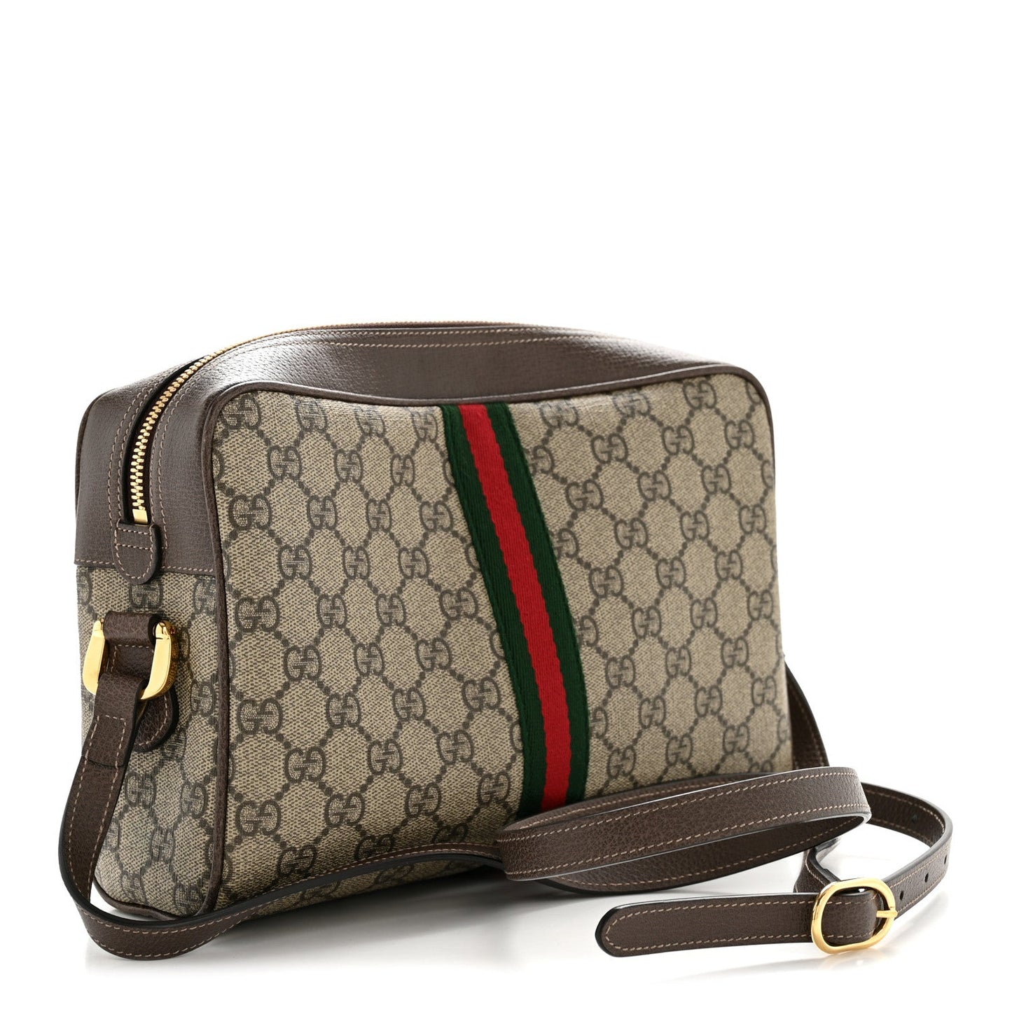 GG Supreme Monogram Web Small Ophidia Shoulder Bag Brown