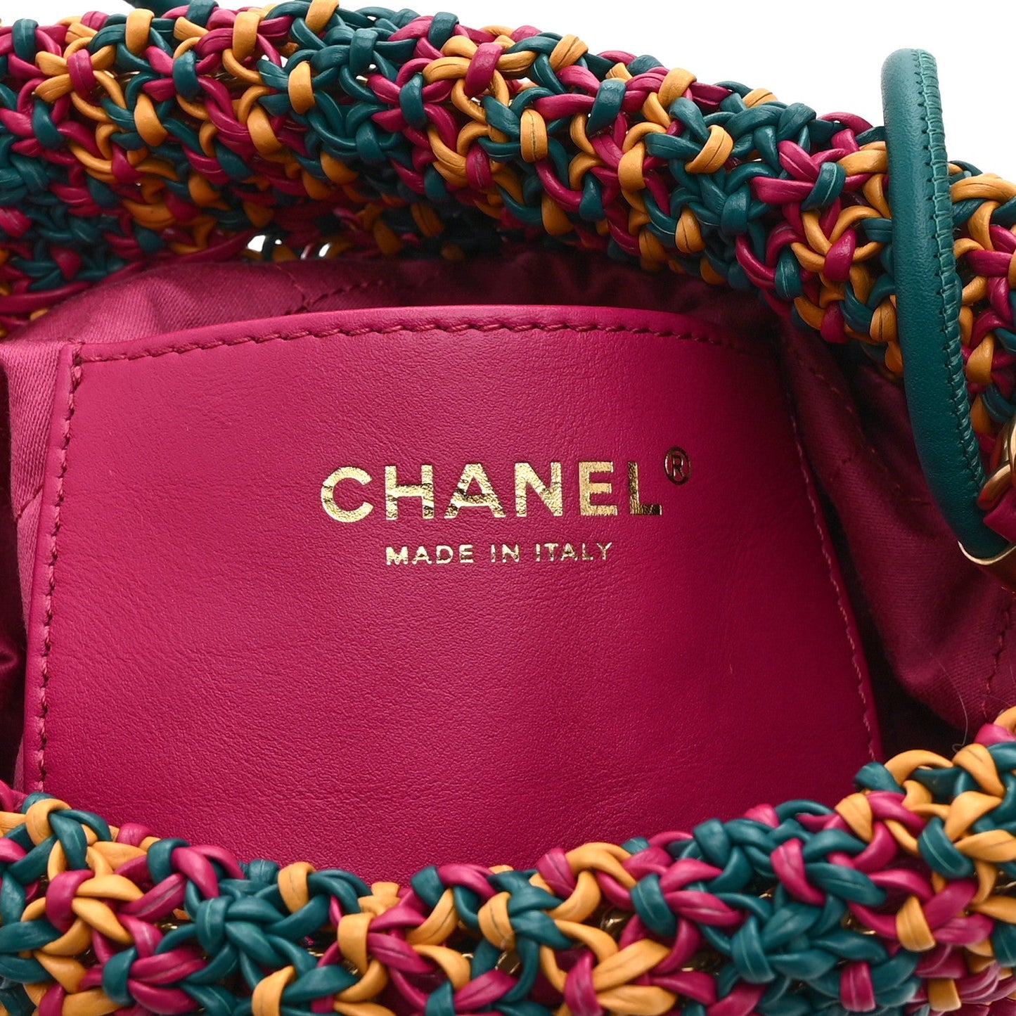 Calfskin Macrame Mini Chanel 22  Green Purple Yellow