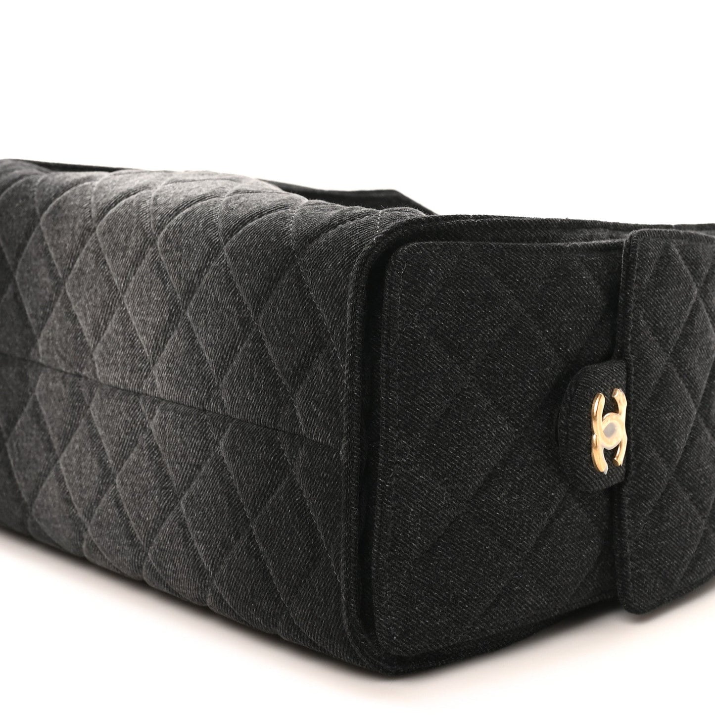 Washed Denim Quilted Small Chanel 25 Handbag Black
