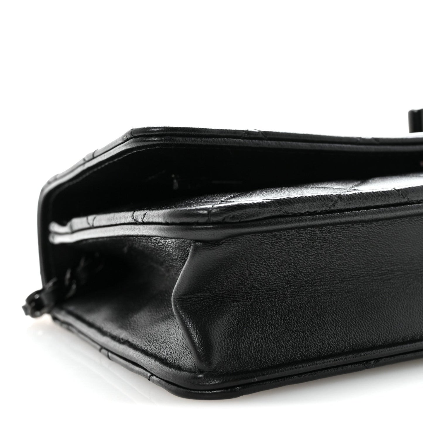 Lambskin Quilted Trendy CC Wallet On Chain WOC So Black