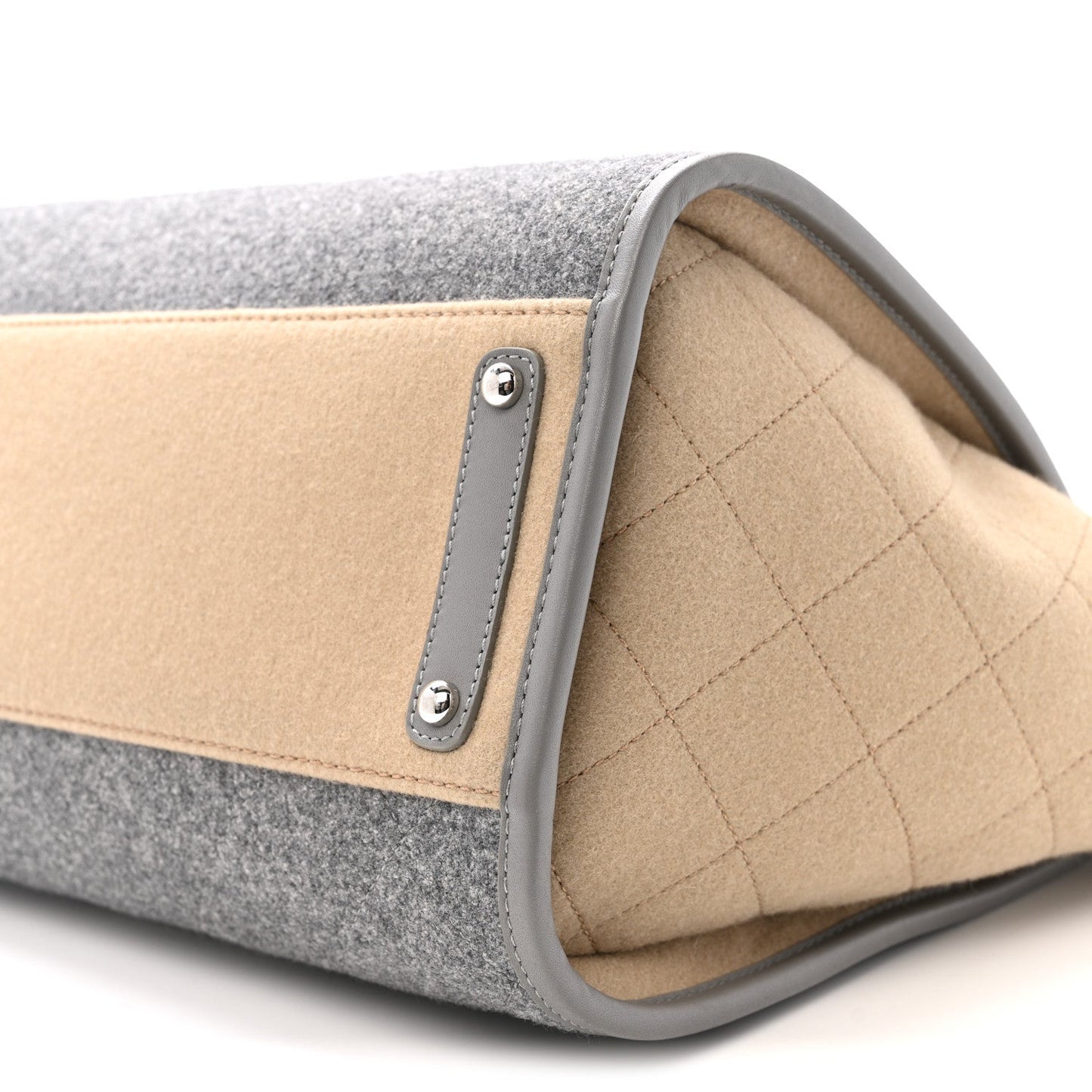 Wool Felt Large Deauville Tote Grey Beige