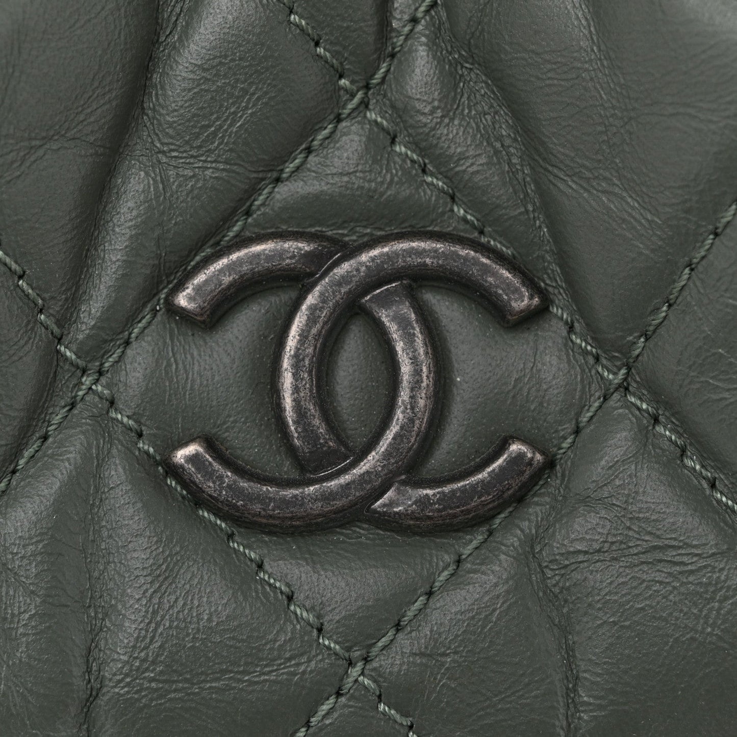 Aged Calfskin Quilted Small Gabrielle Backpack Green