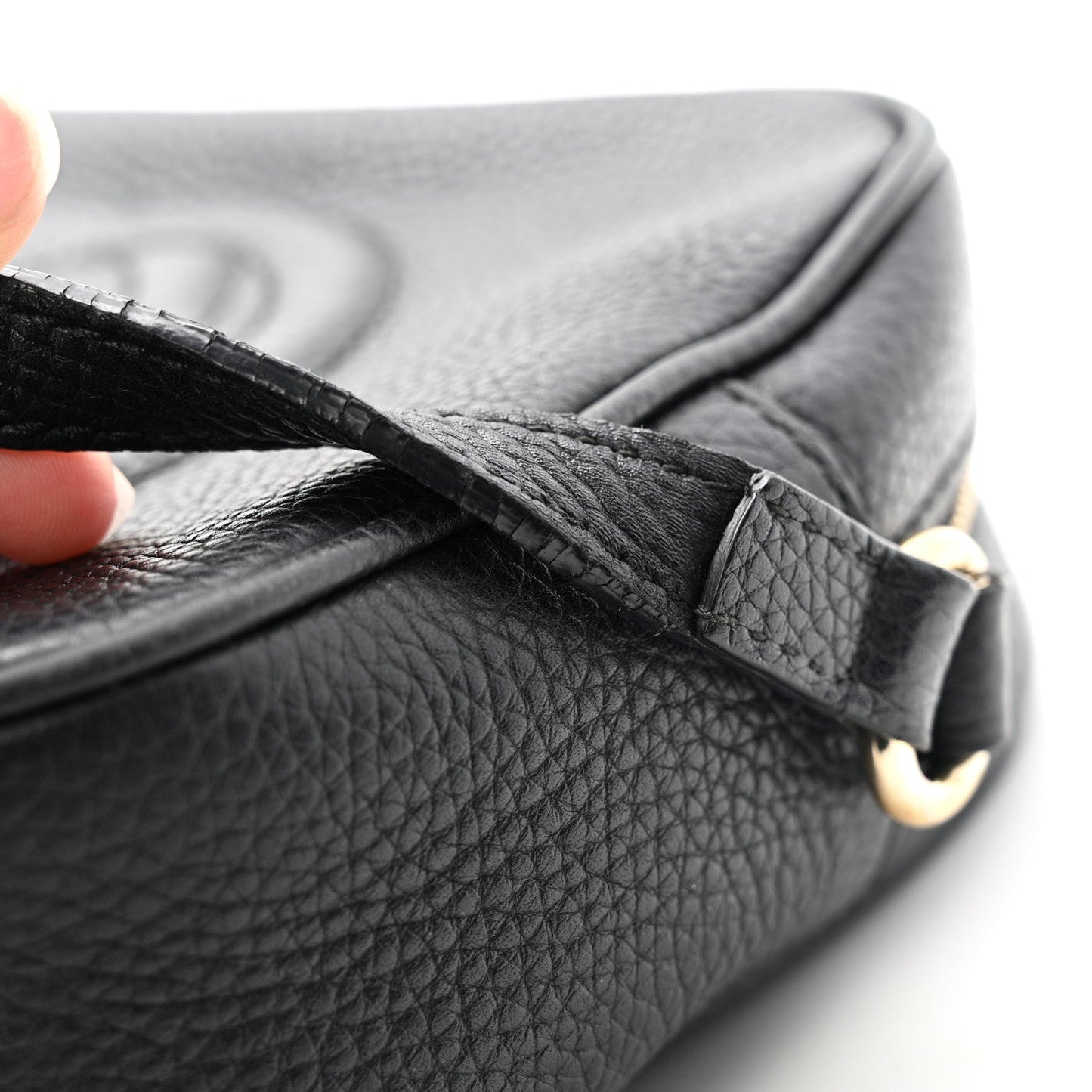 Pebbled Calfskin Small Soho Disco Bag Black