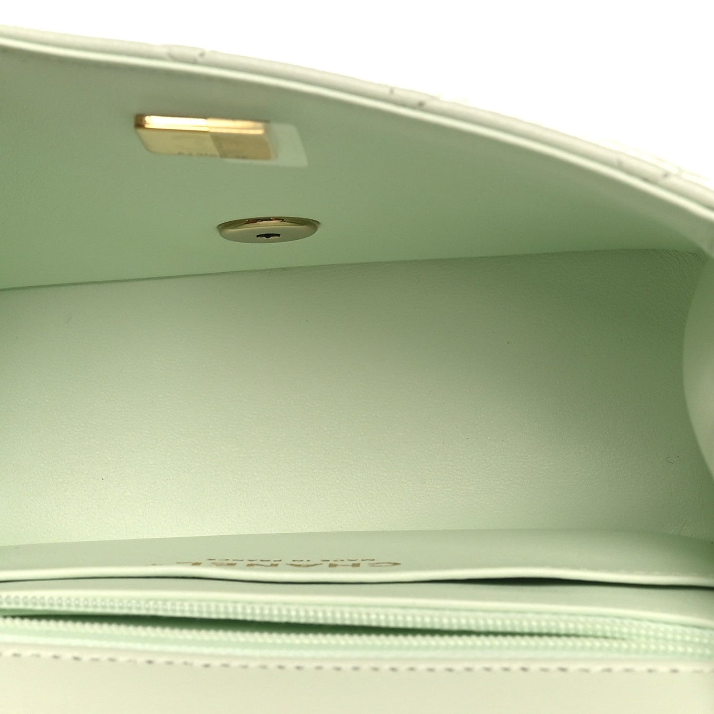 Lambskin Quilted Mini Square Flap Light Green