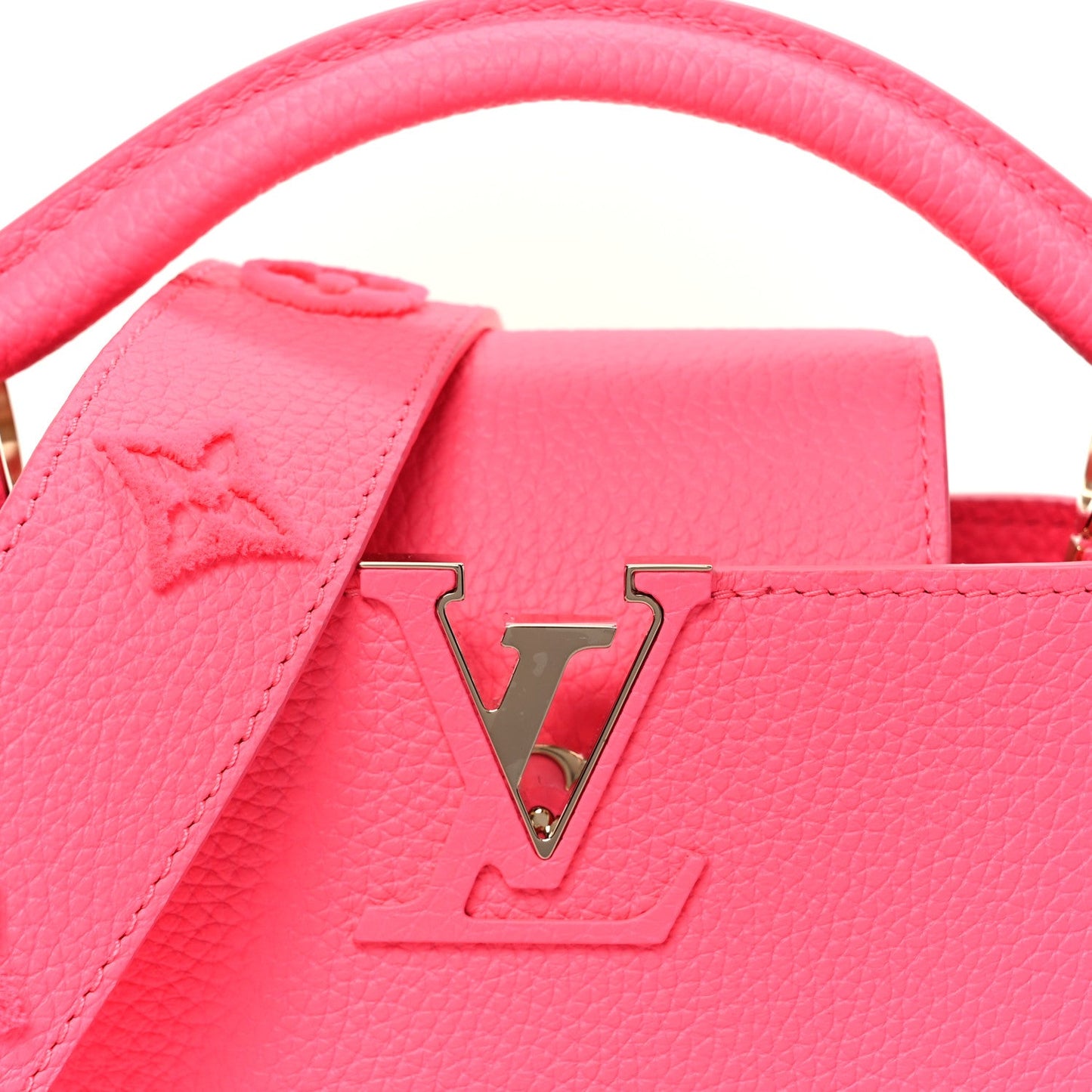Taurillon Monogram Tuffetage Capucines Mini Fluo Pink