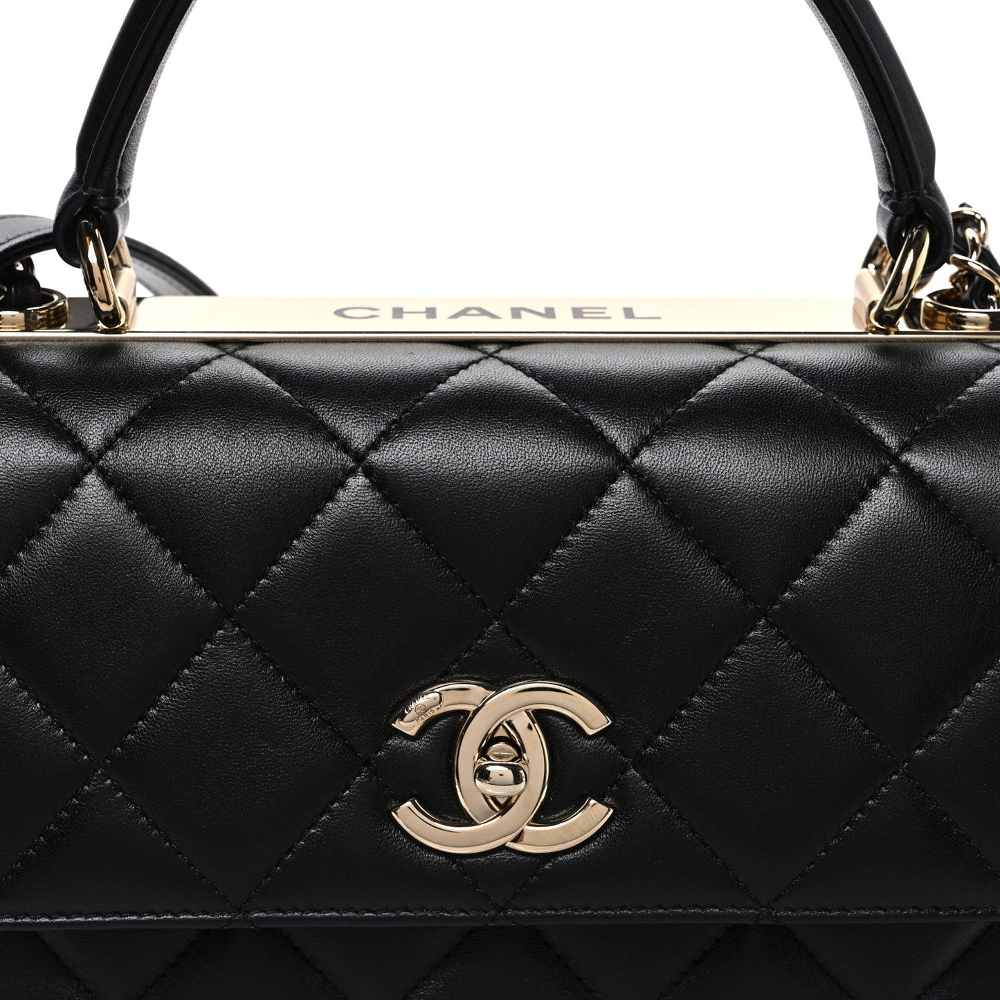 Lambskin Quilted Small Trendy CC Dual Handle Flap Bag Black