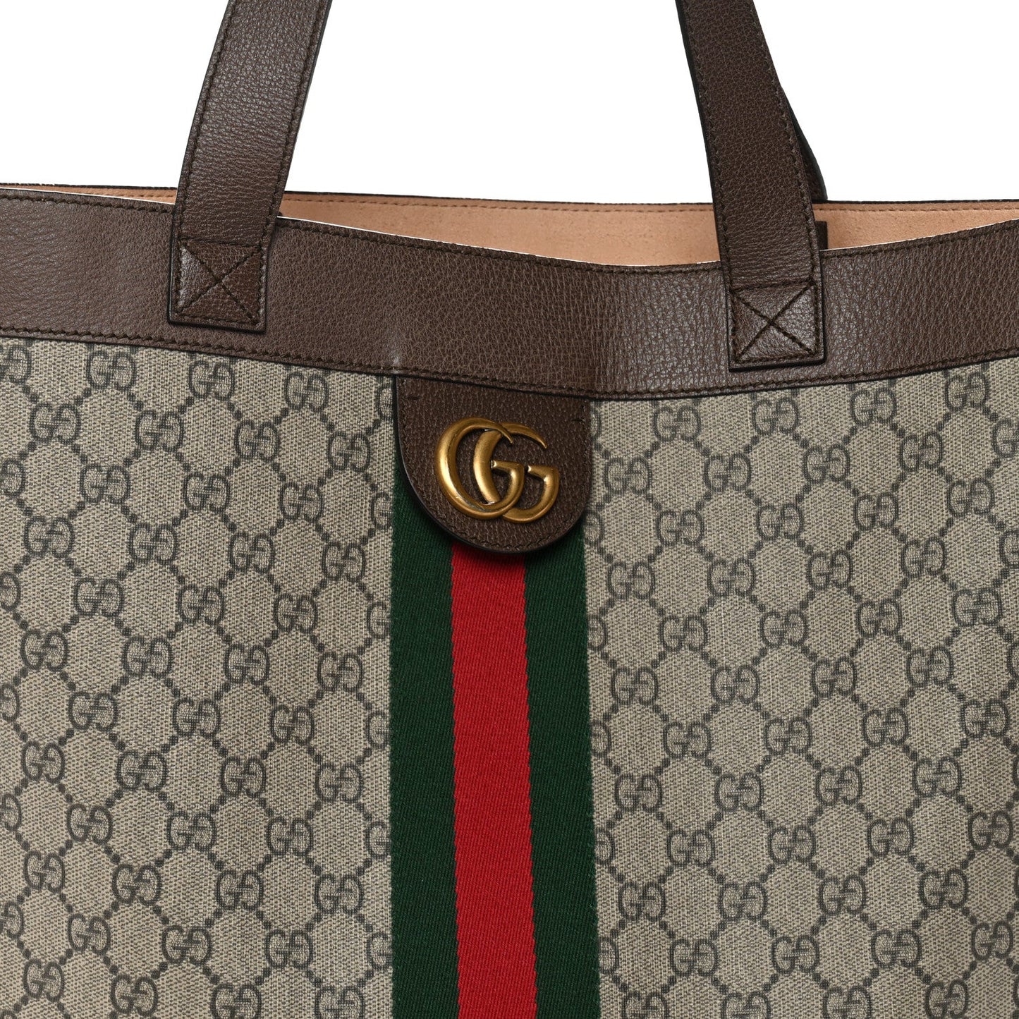 GG Supreme Monogram Web Large Ophidia Vertical Shopping Tote Brown