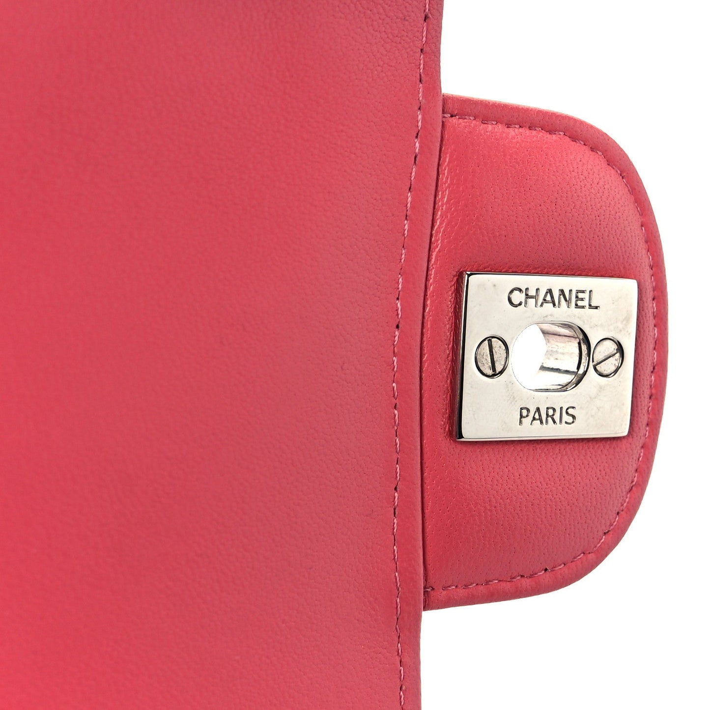 Lambskin Chevron Quilted Mini Square Flap Pink