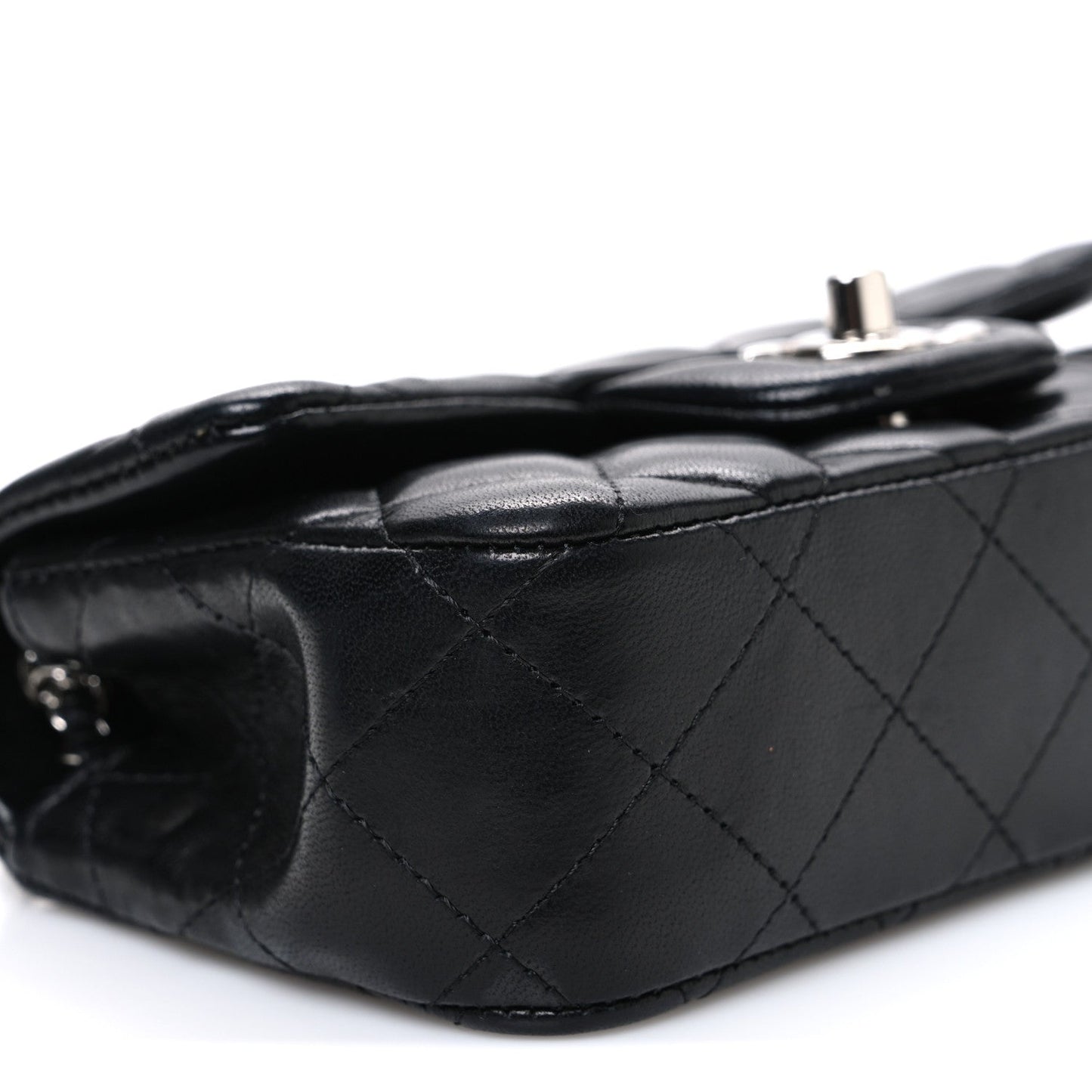 Lambskin Quilted Extra Mini Rectangular Flap Black