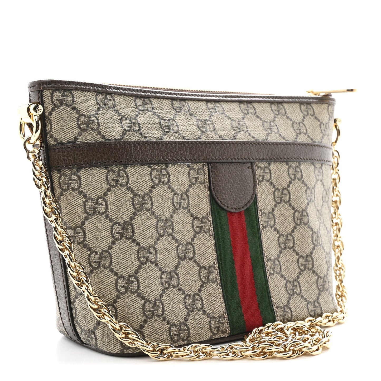 GG Supreme Monogram Web Ophidia Chain Shoulder Bag Brown