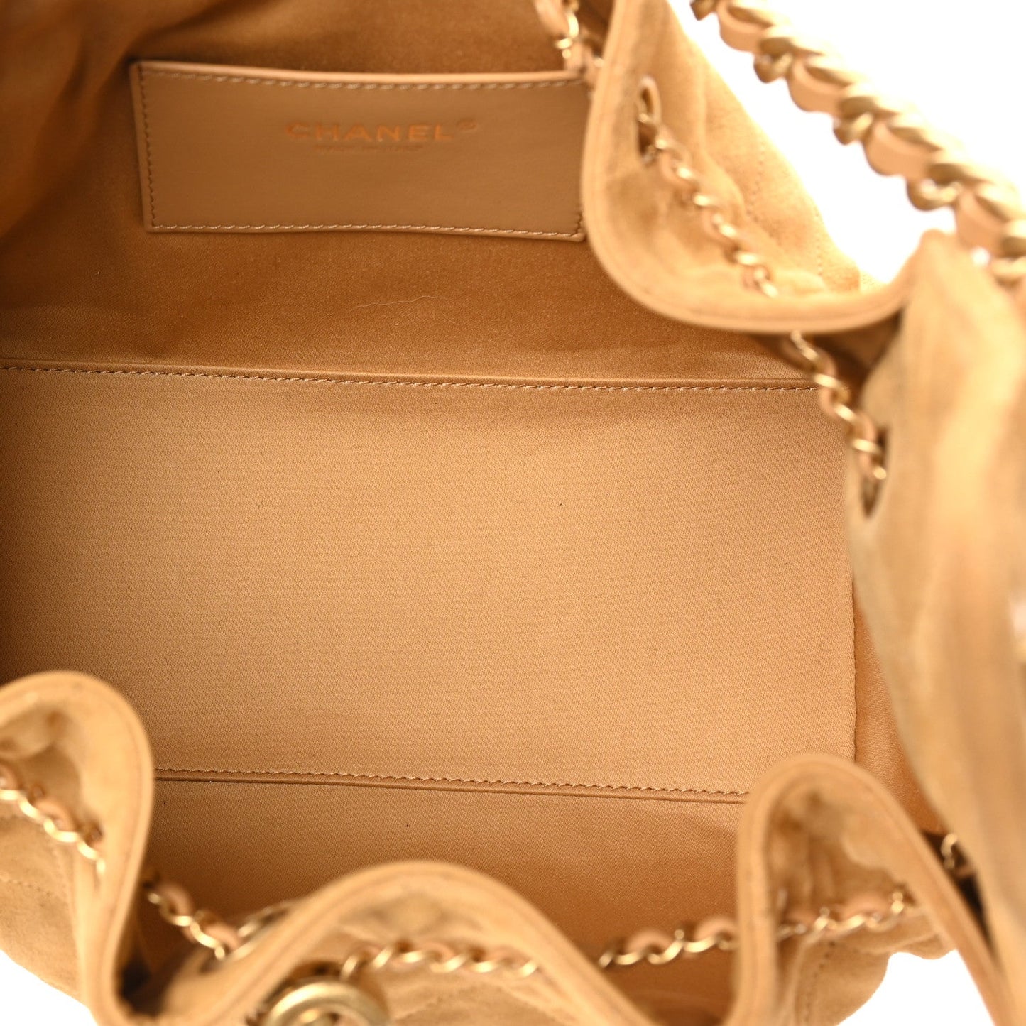 Suede Quilted Small Chanel 25 Handbag Beige
