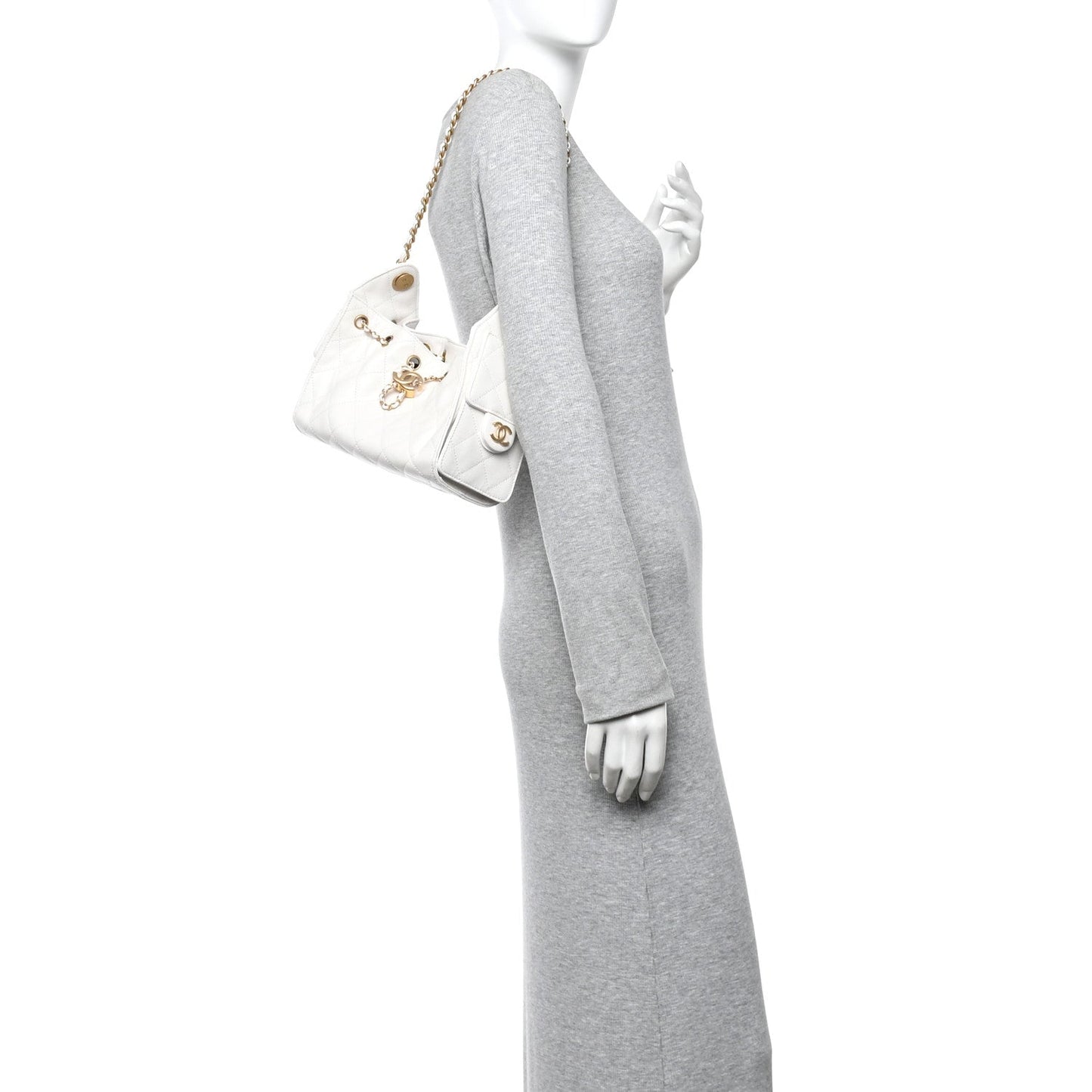 Caviar Quilted Mini Chanel 25 Handbag White