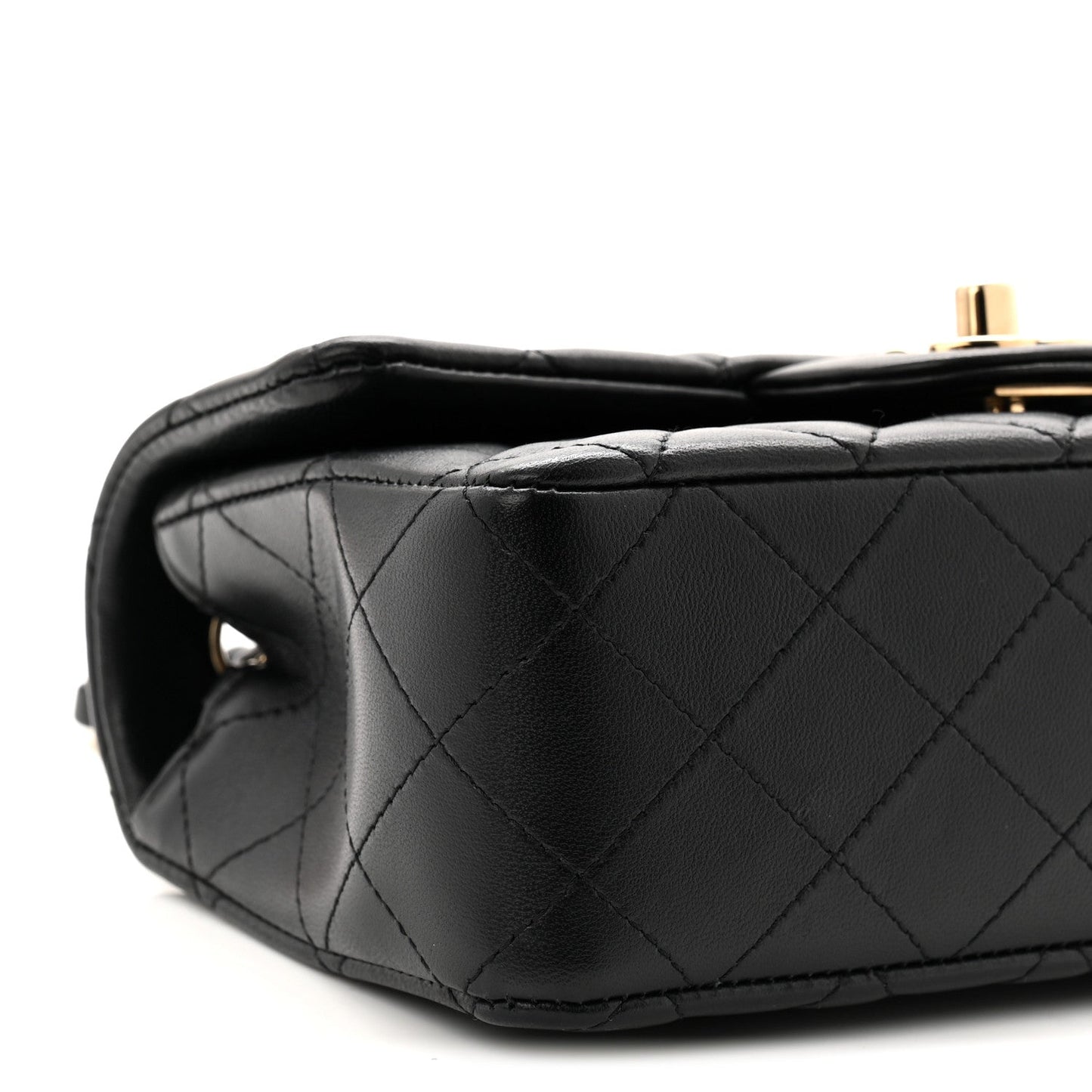 Lambskin Quilted Mini Rectangular Flap Black