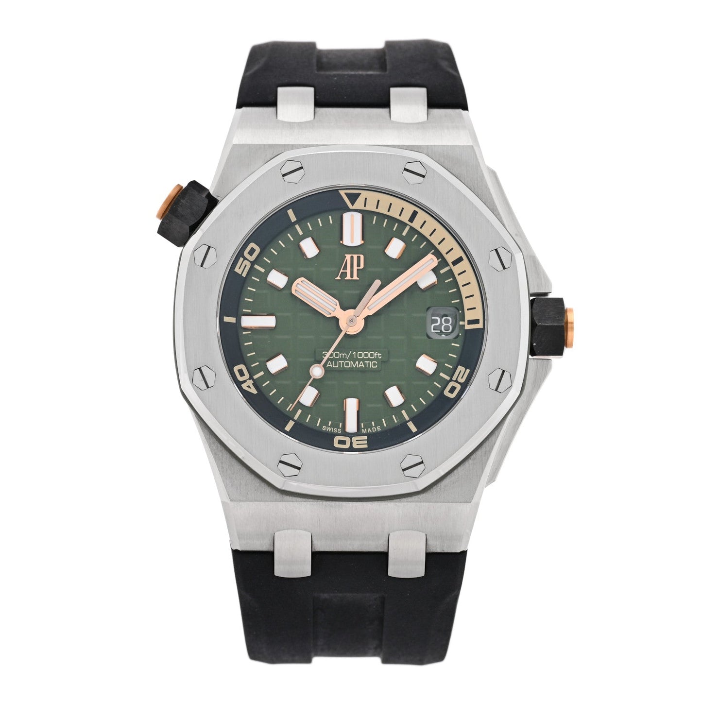 Stainless Steel Rubber 42mm Royal Oak Offshore Diver Automatic Watch Green 15720ST.OO.A052CA.01