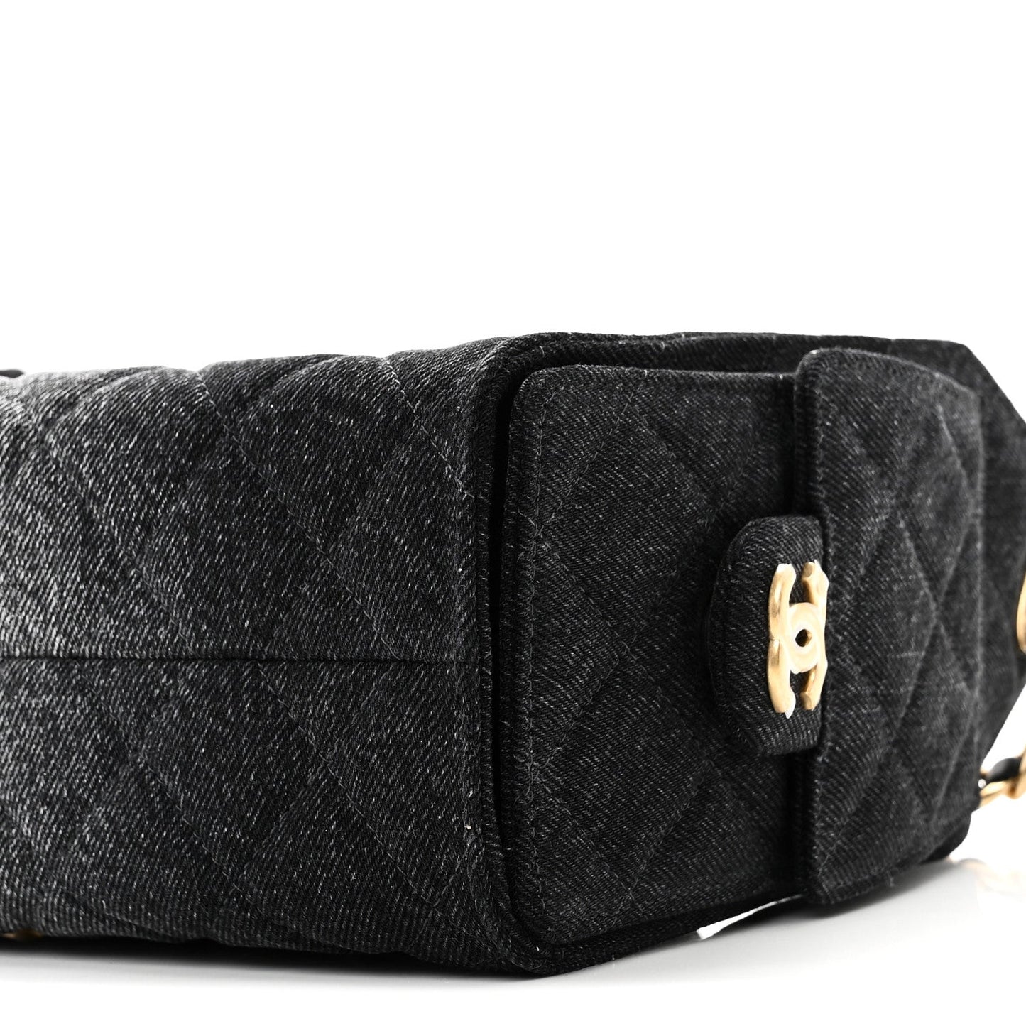 Washed Denim Quilted Mini Chanel 25 Handbag Black