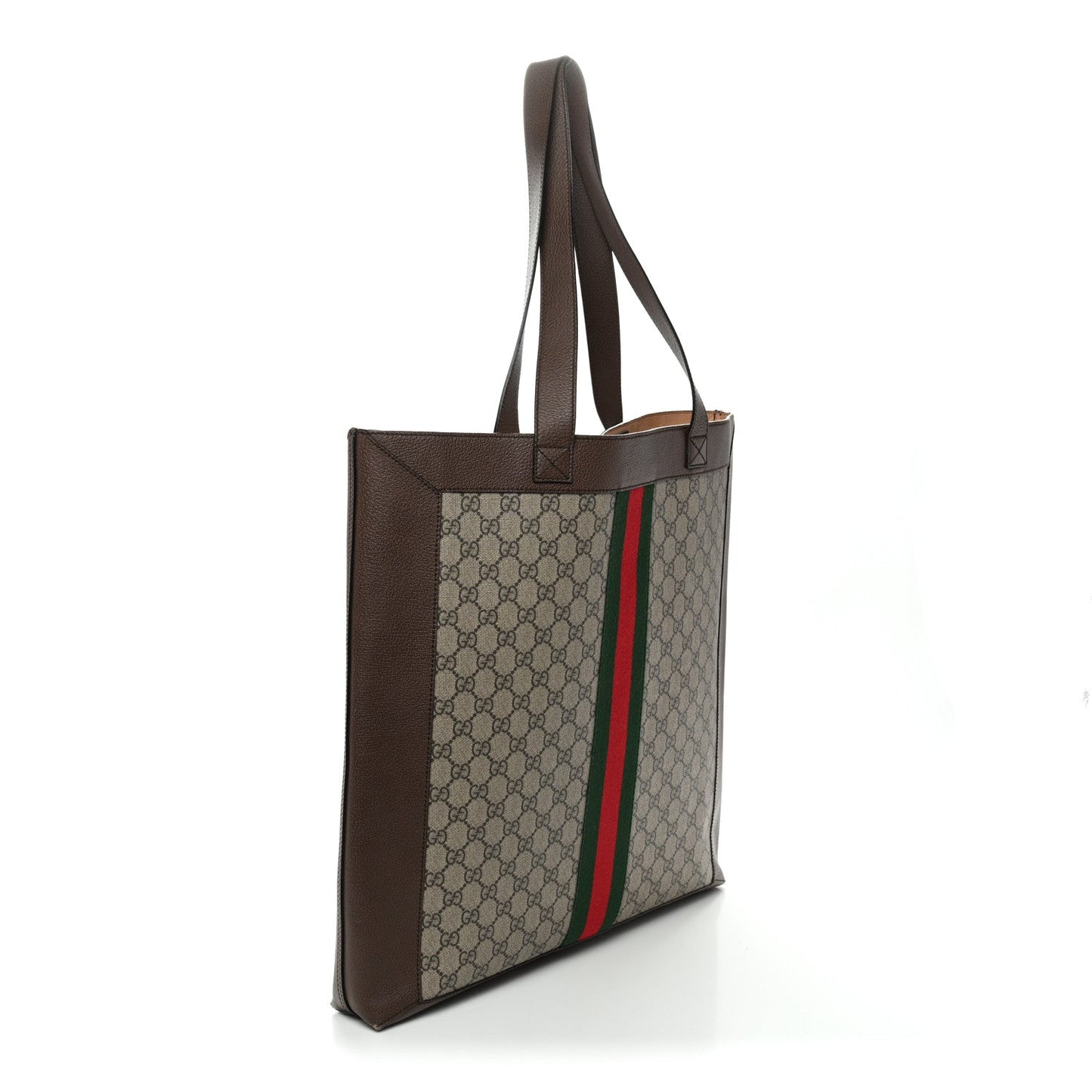 GG Supreme Monogram Web Large Ophidia Vertical Shopping Tote Brown