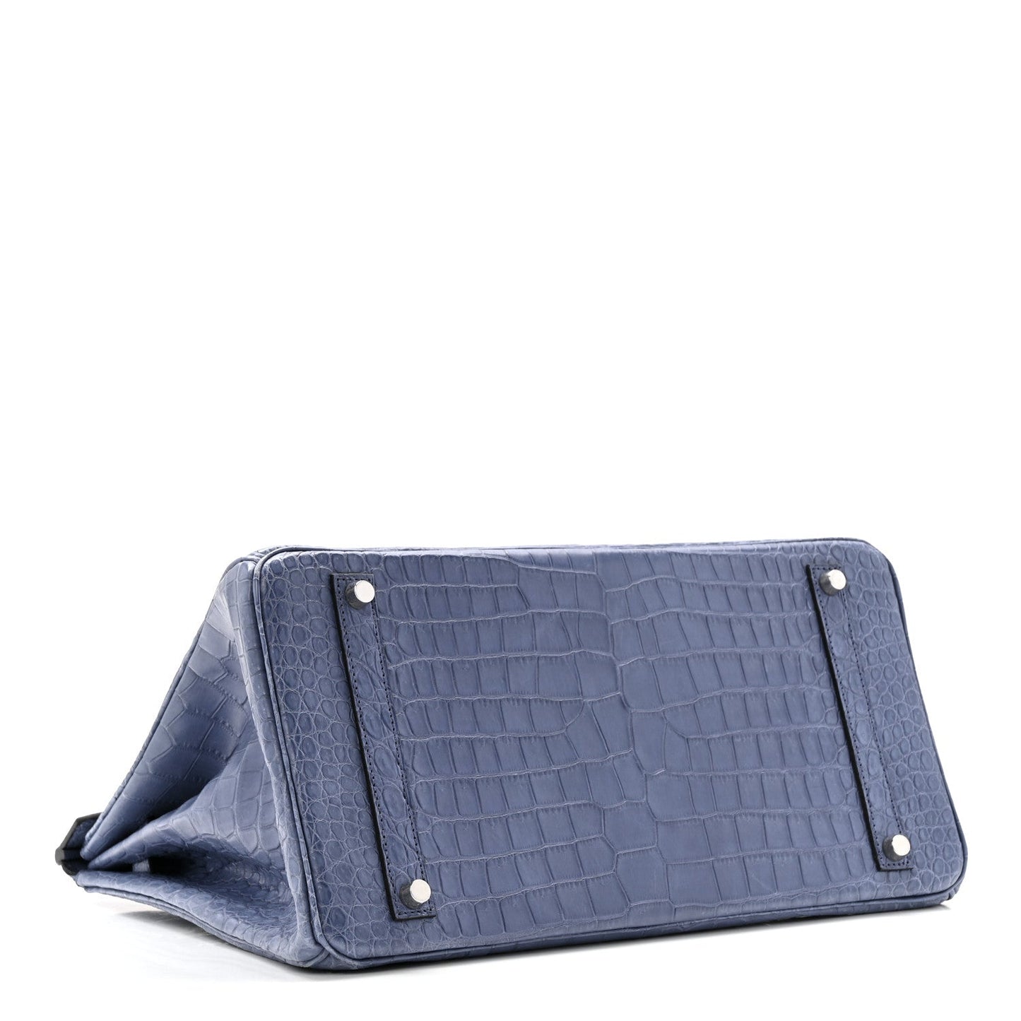 Matte Porosus Crocodile 18K White Gold Diamond Birkin 35 Bleu Brighton