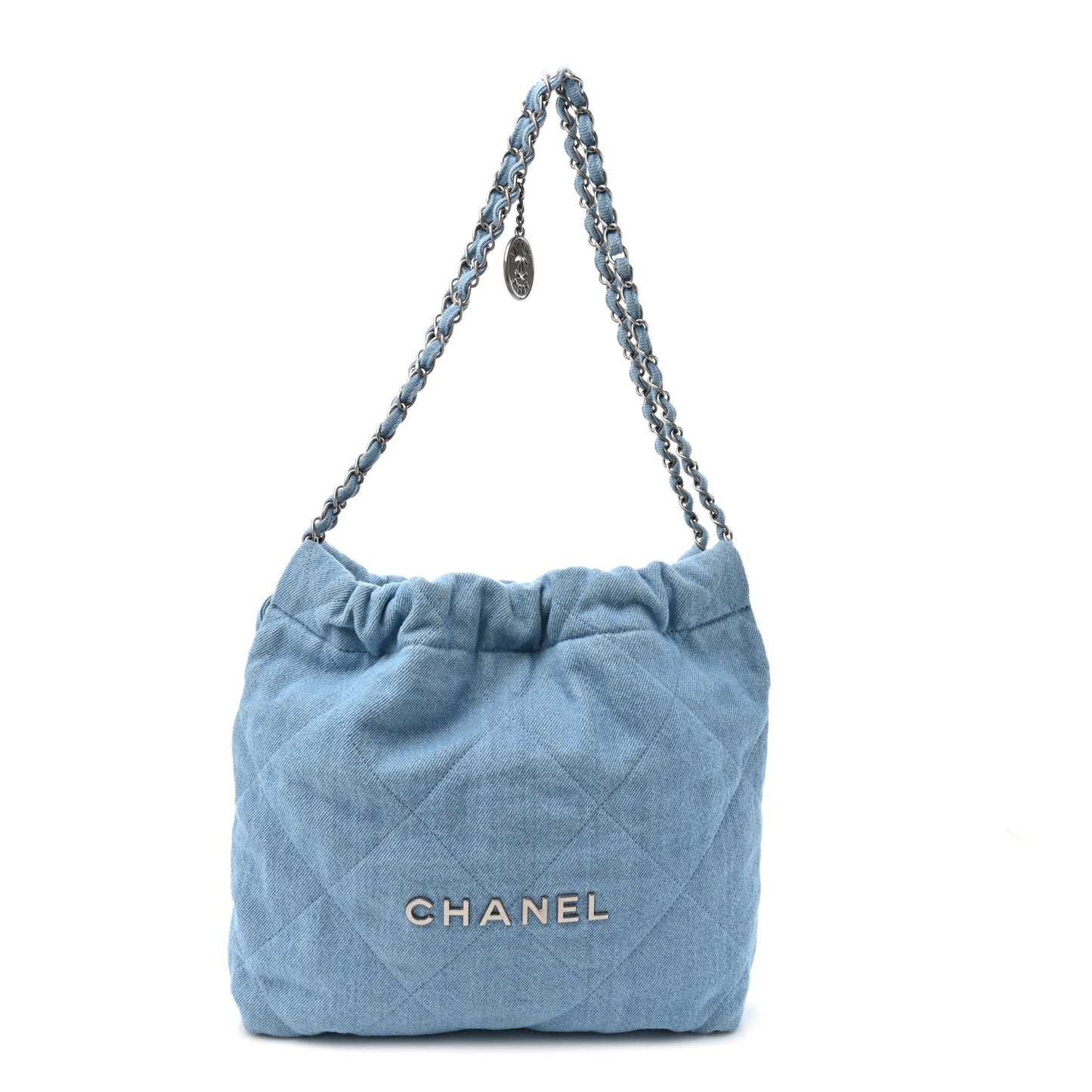 Denim Quilted Chanel 22 Light Blue