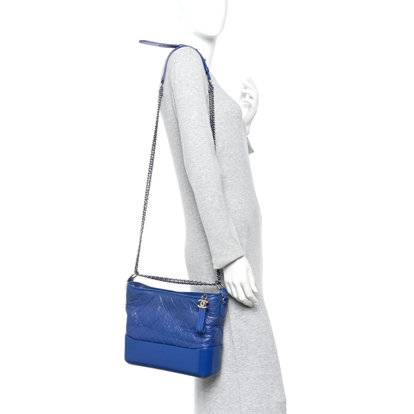 Aged Calfskin Quilted Medium Gabrielle Hobo Blue