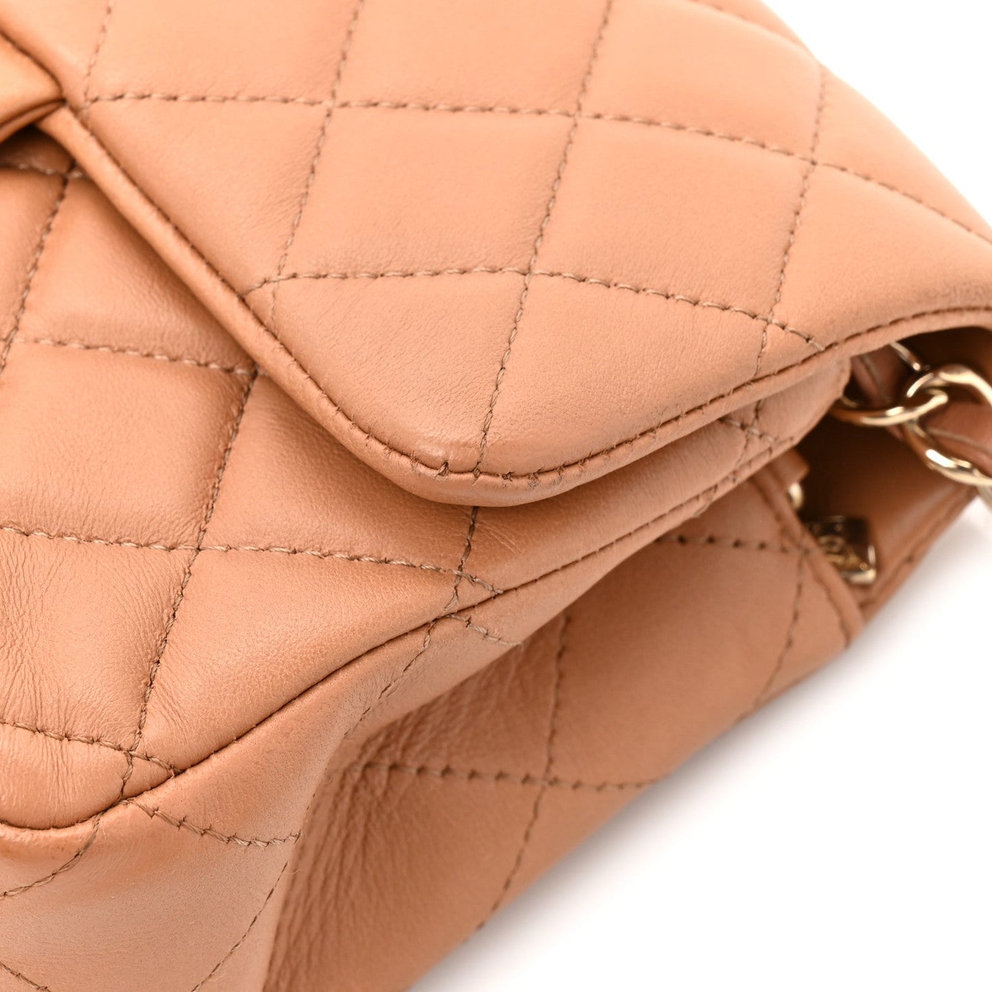 Lambskin Quilted Mini Rectangular Flap Brown
