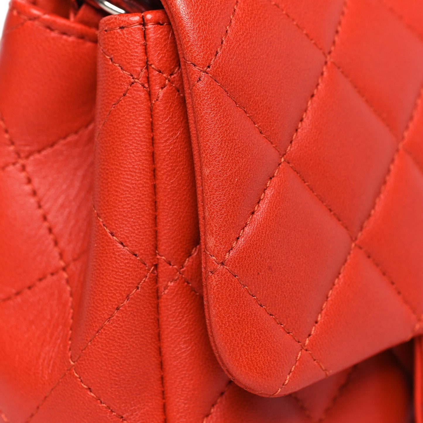 Lambskin Quilted Mini Square Flap Orange