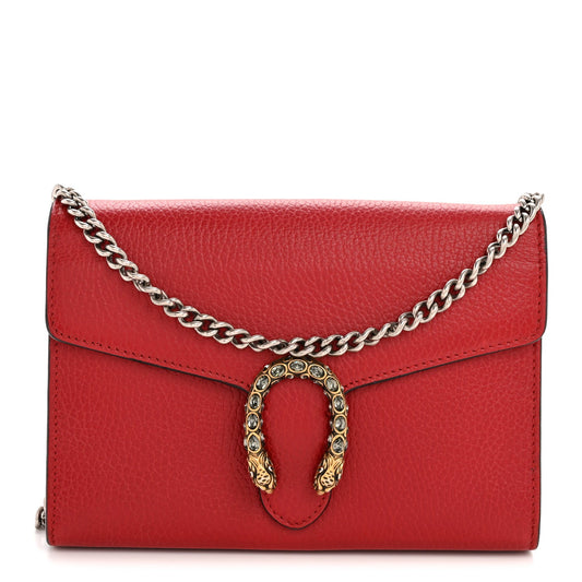 Calfskin Mini Dionysus Chain Wallet Hibiscus Red