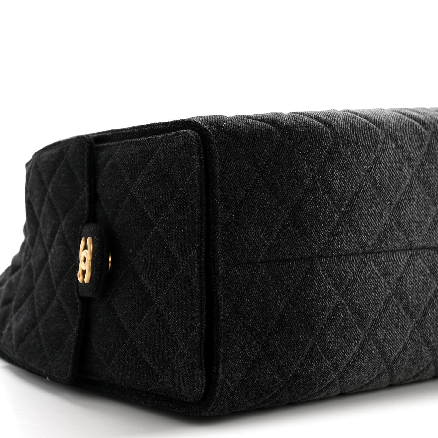 Washed Denim Quilted Medium Chanel 25 Handbag Black