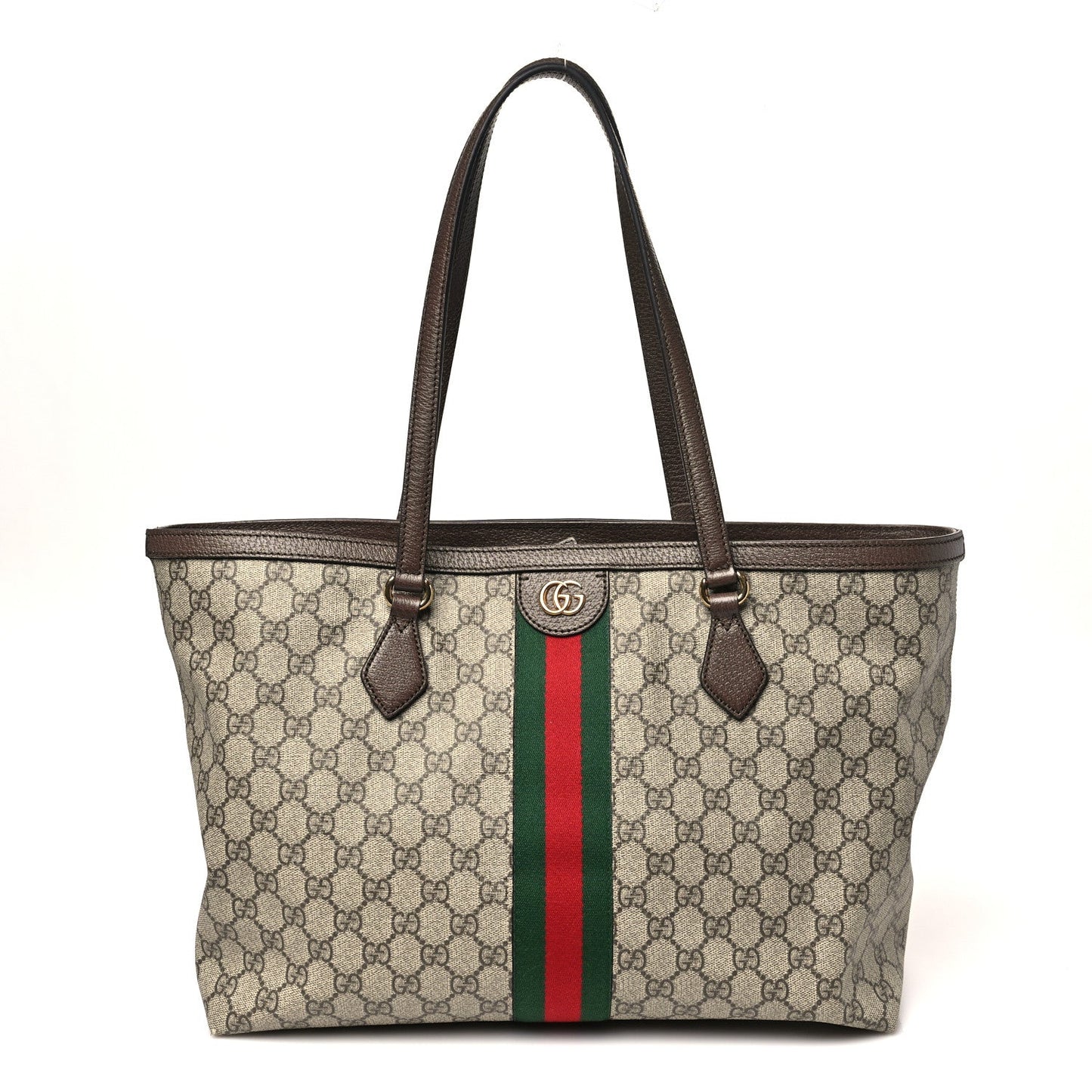 GG Supreme Monogram Medium Ophidia Shopping Tote Brown