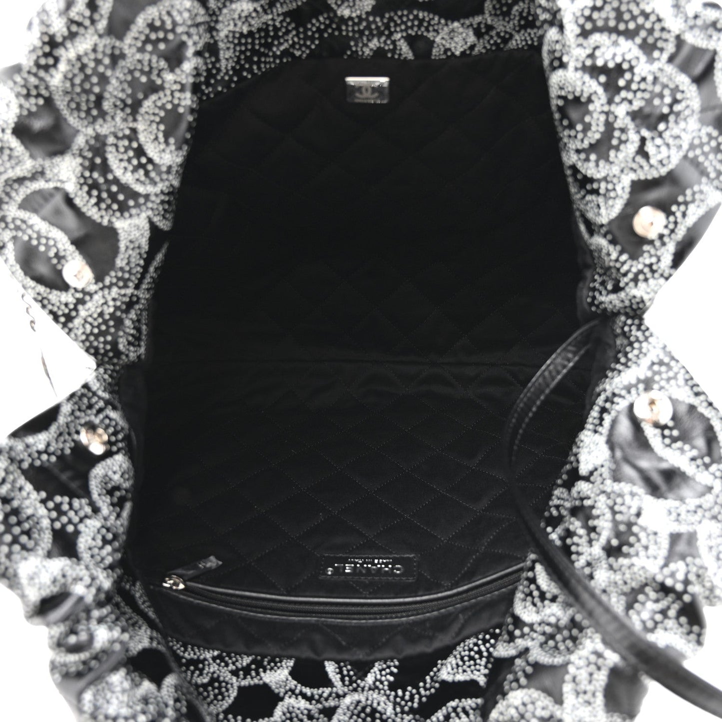 Printed Calfskin Quilted Chanel 22 Black